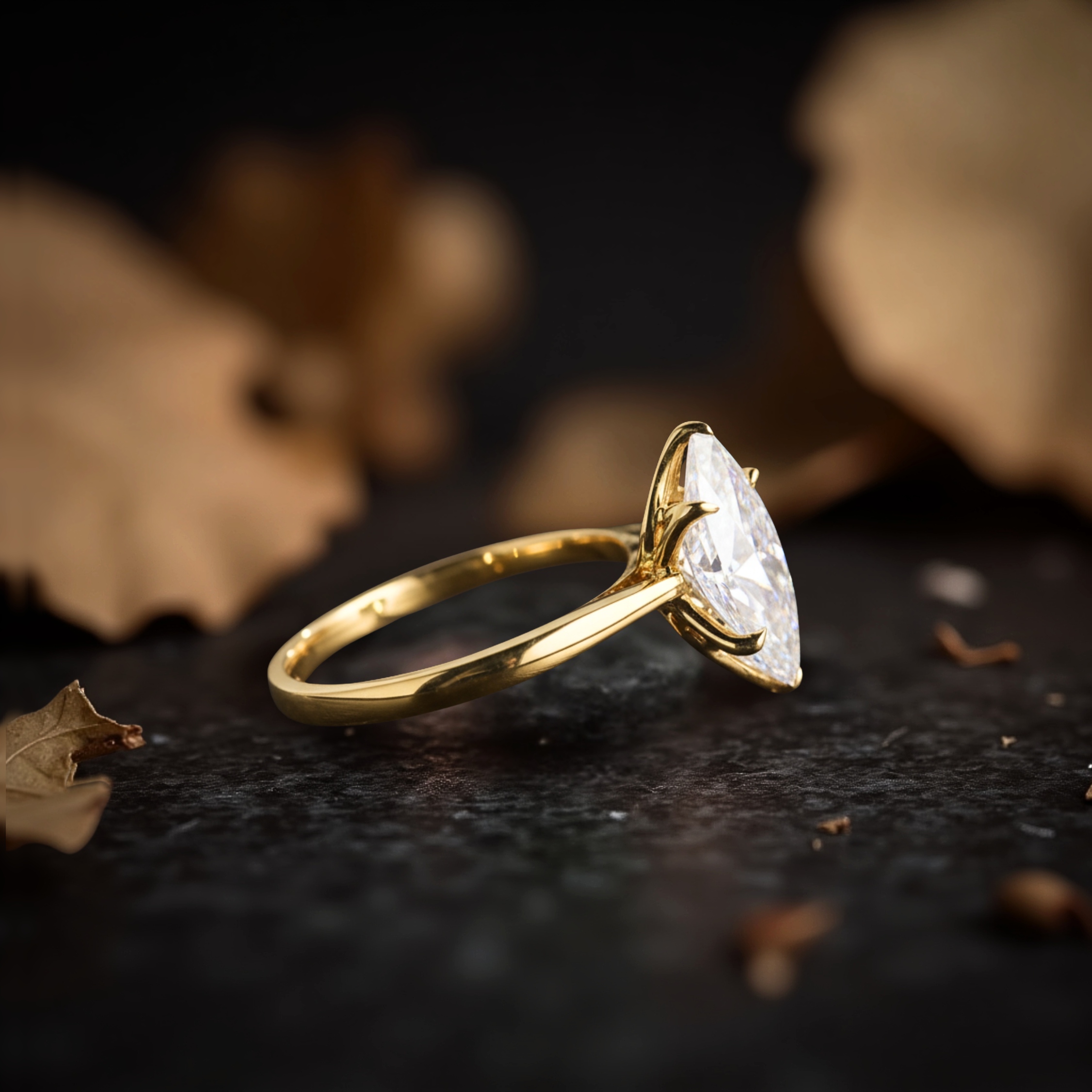 Vintage Long Hexagon Moss Agate Ring, 14K Solid Gold Green Gemstone Wedding Ring, Bridal Jewelrsign with crescent moon and diamond accents.