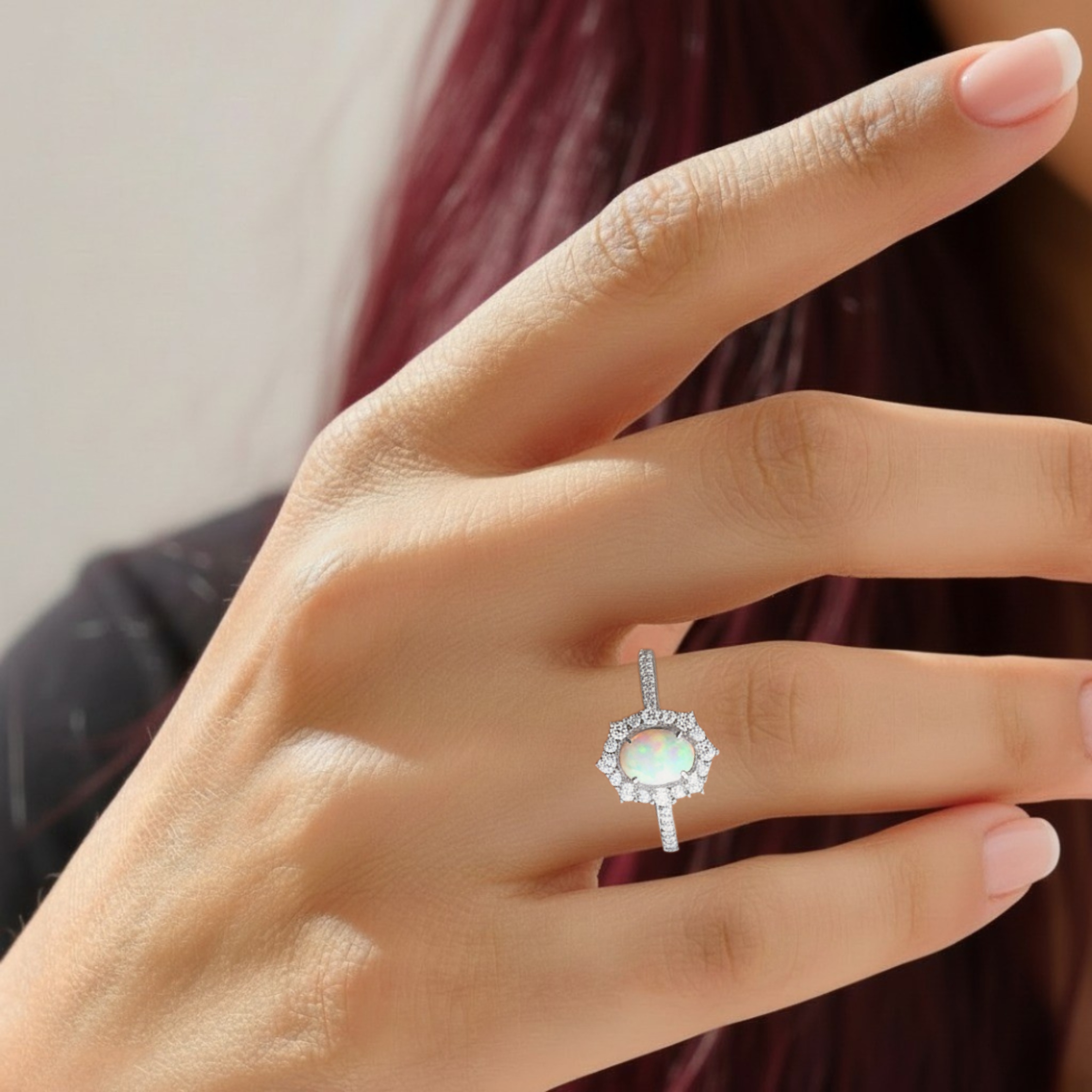 Vintage Opal Ring, Dainty Stacking Ring, Gold Plated  Minimalist Jewelry, Boho Hippie Style, October Birthstone Jewelry, Gift for her