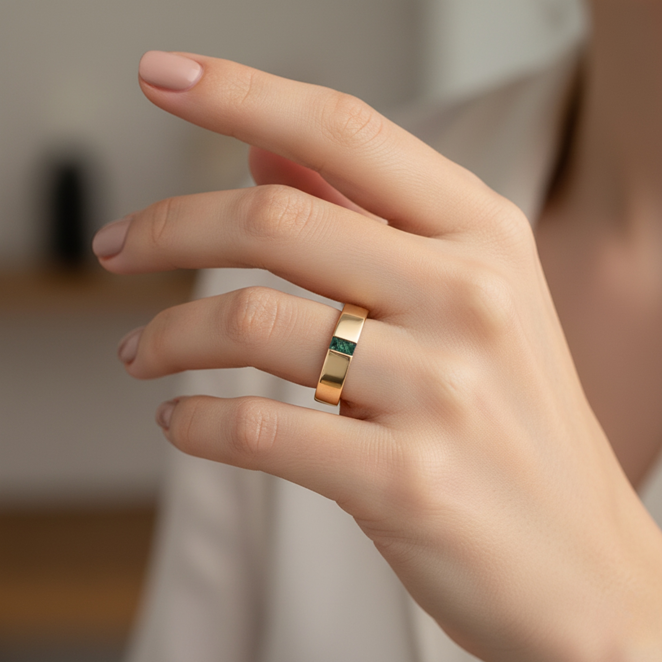 Unique Baguette Cut Moss Agate Wedding Band Eternity Art Deco Matching Gold Rings Men's ring Stackable Promise Personalized Gift For Her