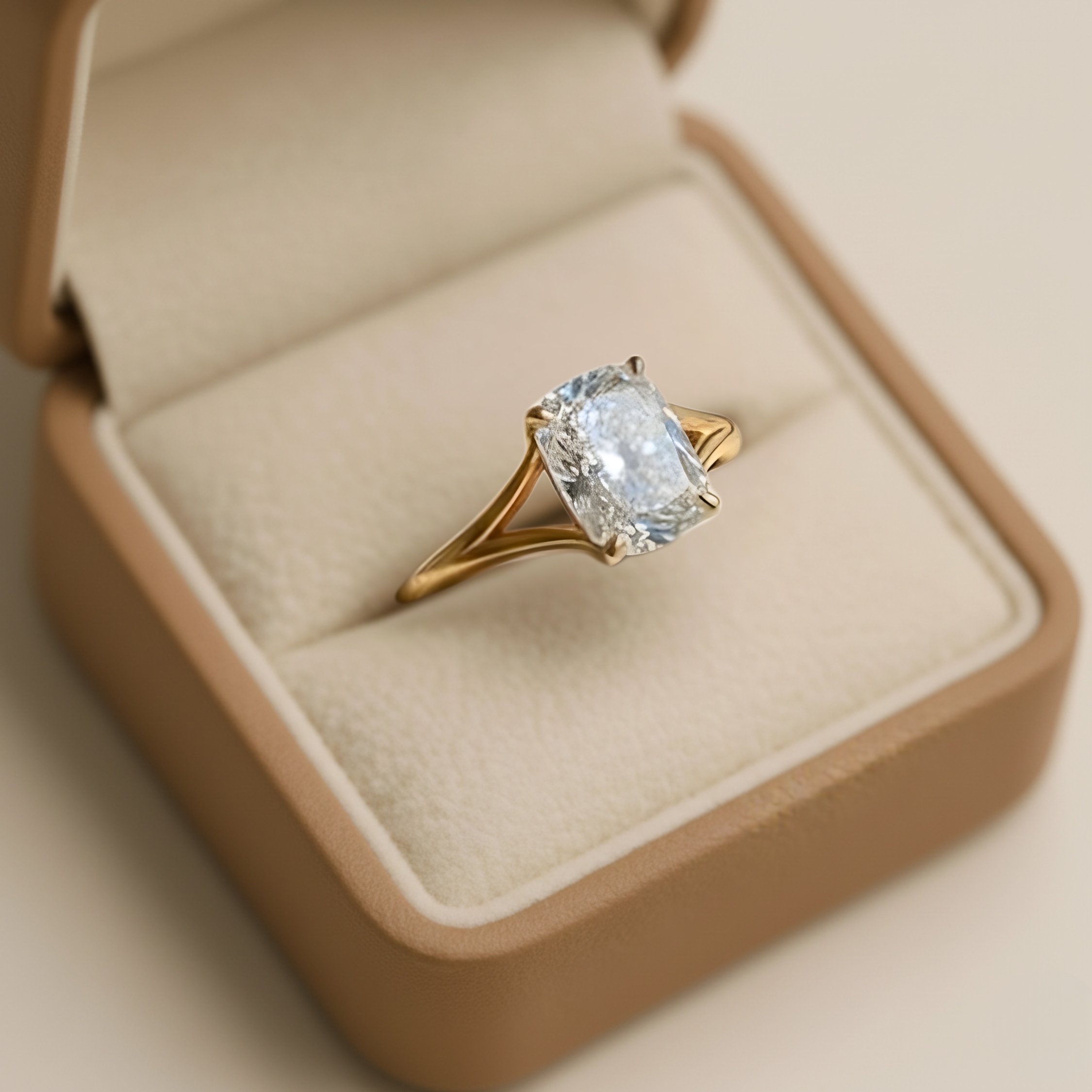 Elongated Cushion Cut Moissanite Engagement Rings Solitaire Wedding Rings Vintage Minimalist Split Band Ring For Her Bridal Jewelry Gifts