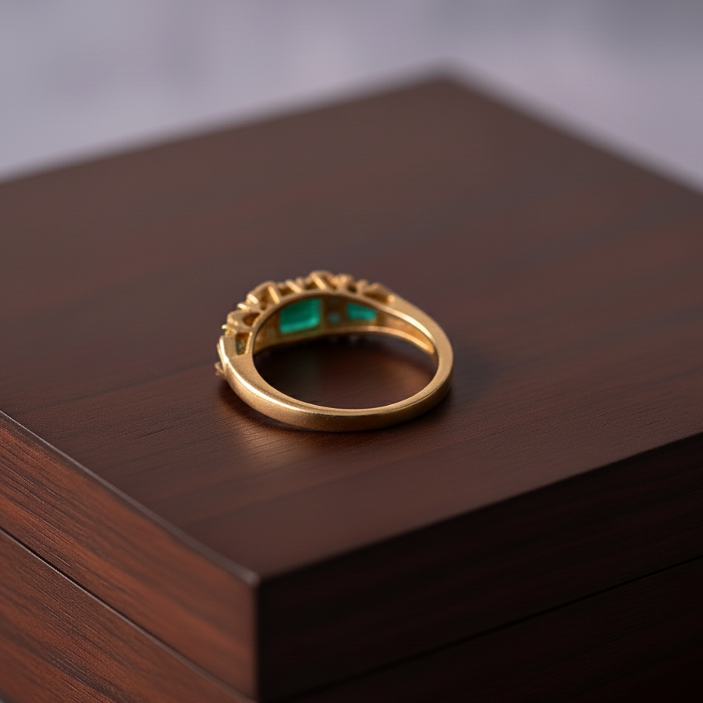 Genuine Emerald Gold Wedding Ring, 14K Gold Vermeil Lab Emerald Engagement Statement Ring, Birthday gift, Vintage Anniversary Gift for her