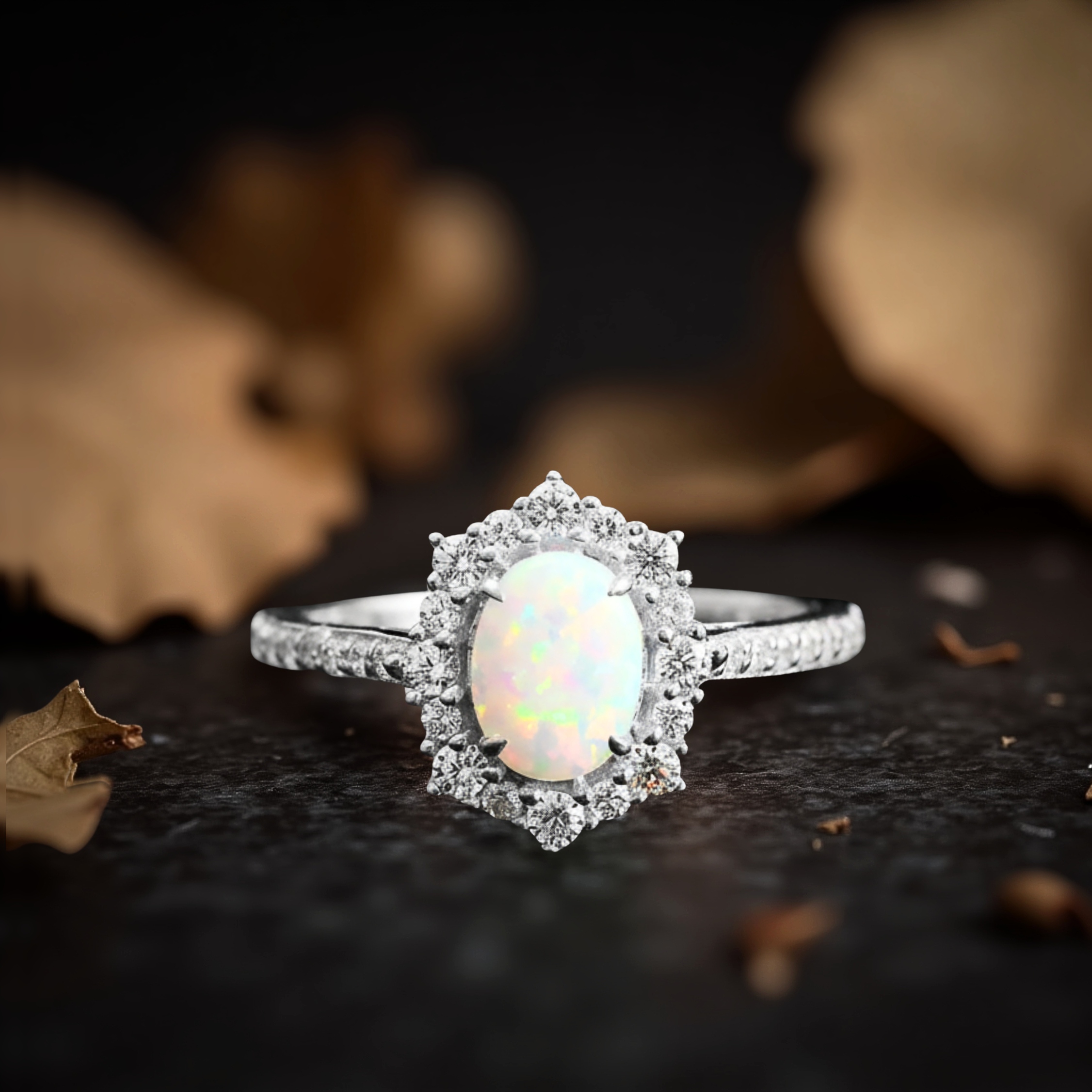 Vintage Opal Ring, Dainty Stacking Ring, Gold Plated  Minimalist Jewelry, Boho Hippie Style, October Birthstone Jewelry, Gift for her