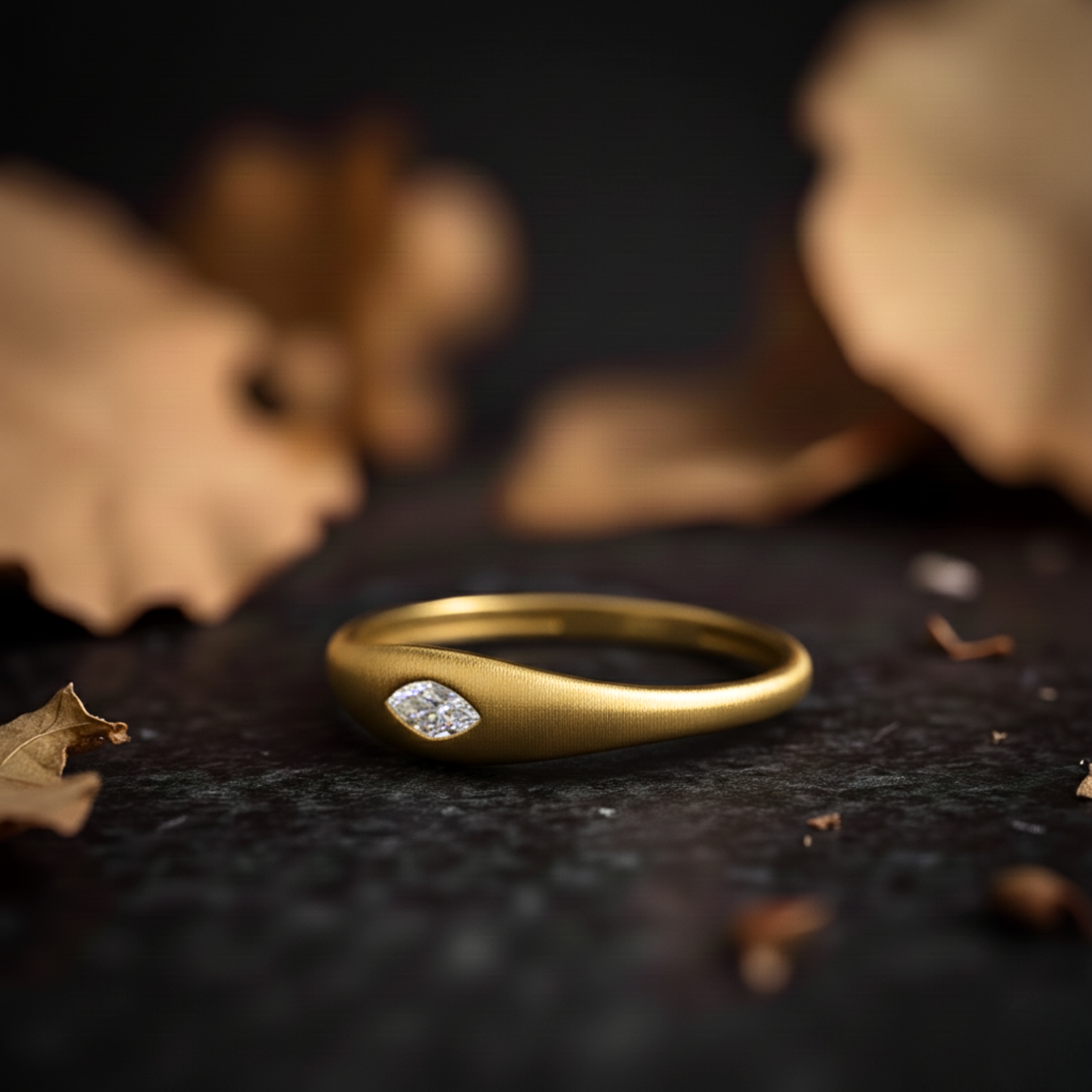 Marquise cut Moissanite Wedding band Unique Yellow Gold Diamond Engagement ring Matching band Stackable Promise Anniversary Gift For Women