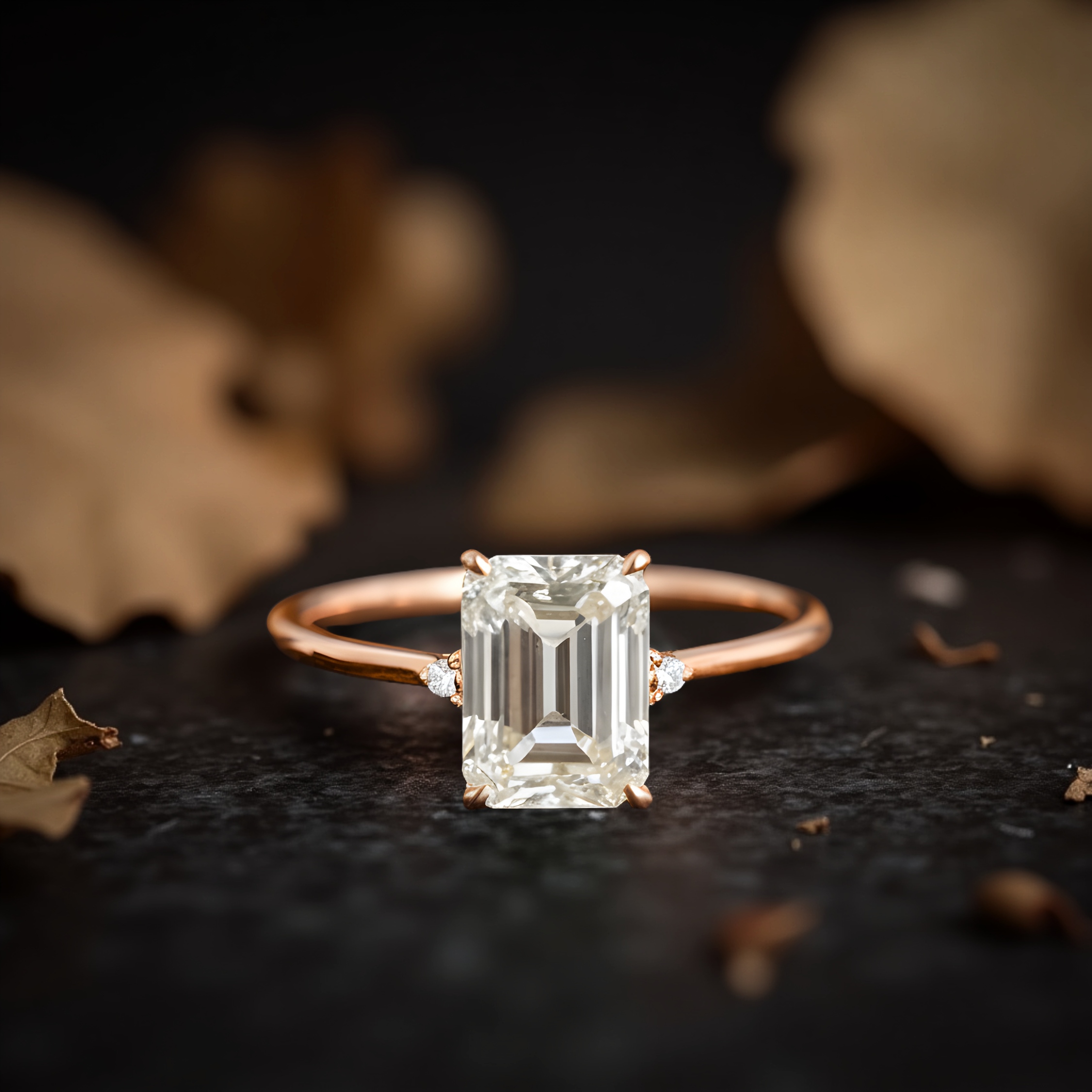 2 Carat Emerald Cut Moissanite Engagement Ring, Solitaire Wedding Ring, Matching Bridal Jewelry, Anniversary Gift For Women, Birthday Gift