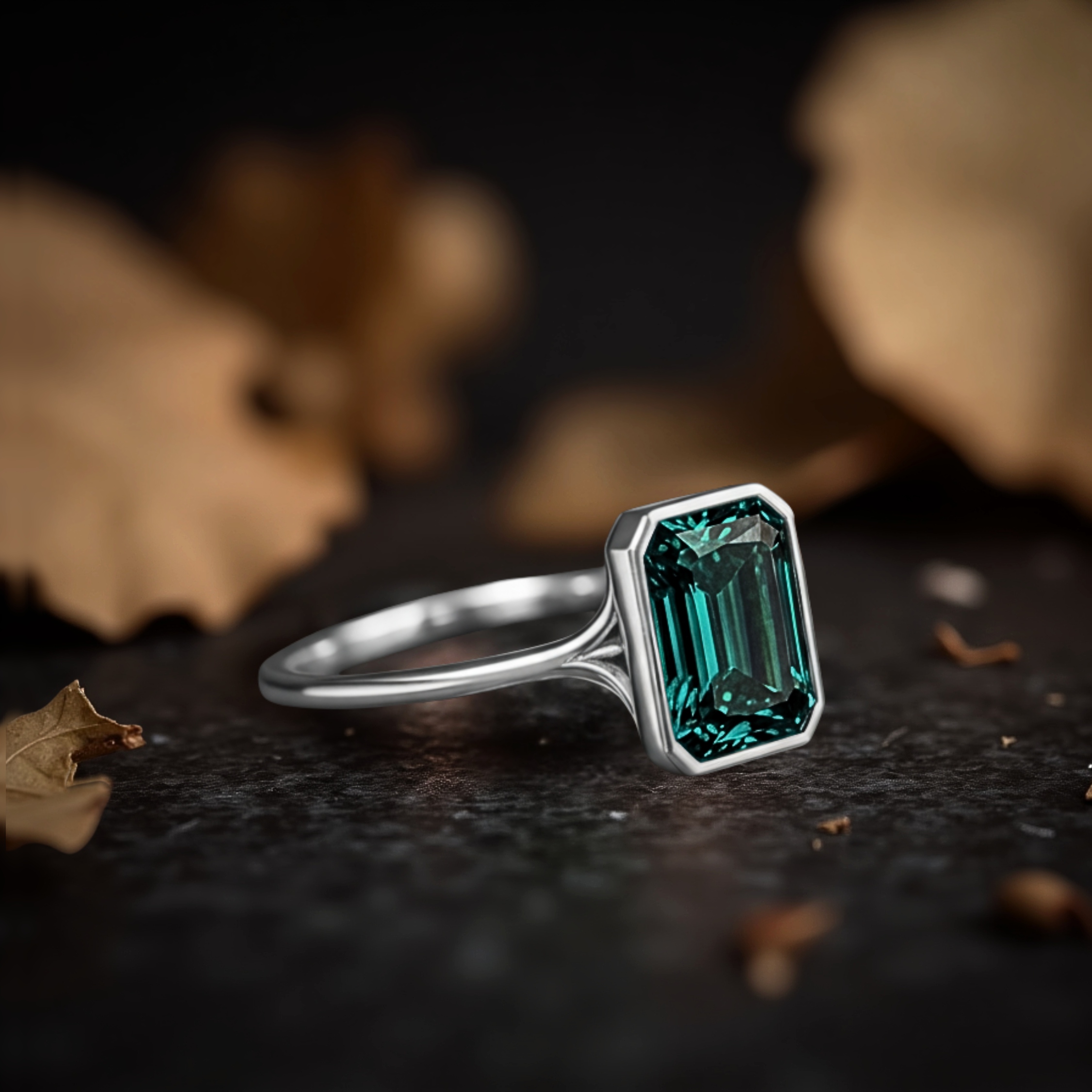 Emerald Cut Teal Sapphire Engagement Ring Art Deco Sterling Silver Promise Wedding Ring Handmade Ring Anniversary Gift Personalized Gifts