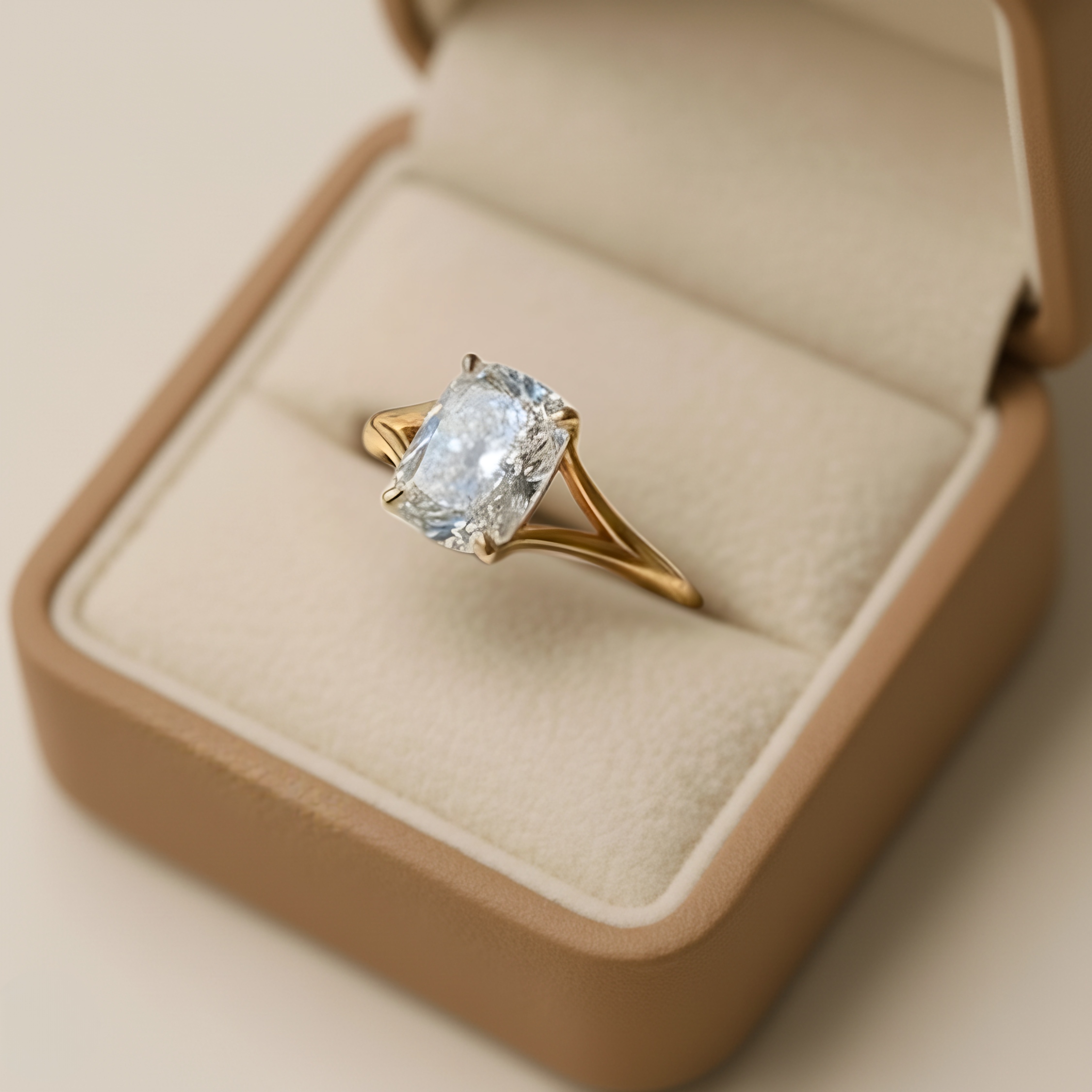 Elongated Cushion Cut Moissanite Engagement Rings Solitaire Wedding Rings Vintage Minimalist Split Band Ring For Her Bridal Jewelry Gifts