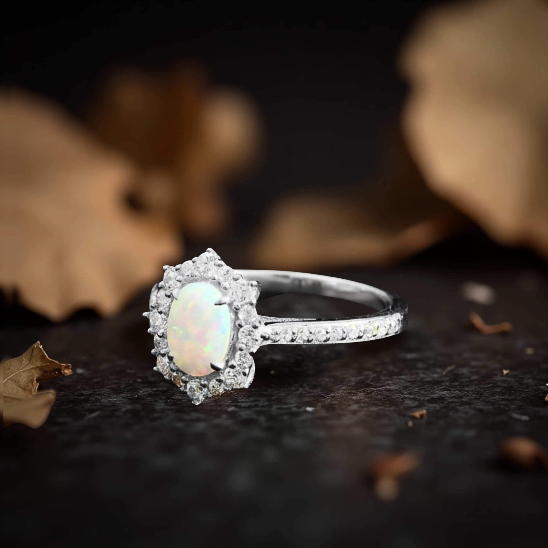 Vintage Opal Ring, Dainty Stacking Ring, Gold Plated  Minimalist Jewelry, Boho Hippie Style, October Birthstone Jewelry, Gift for her