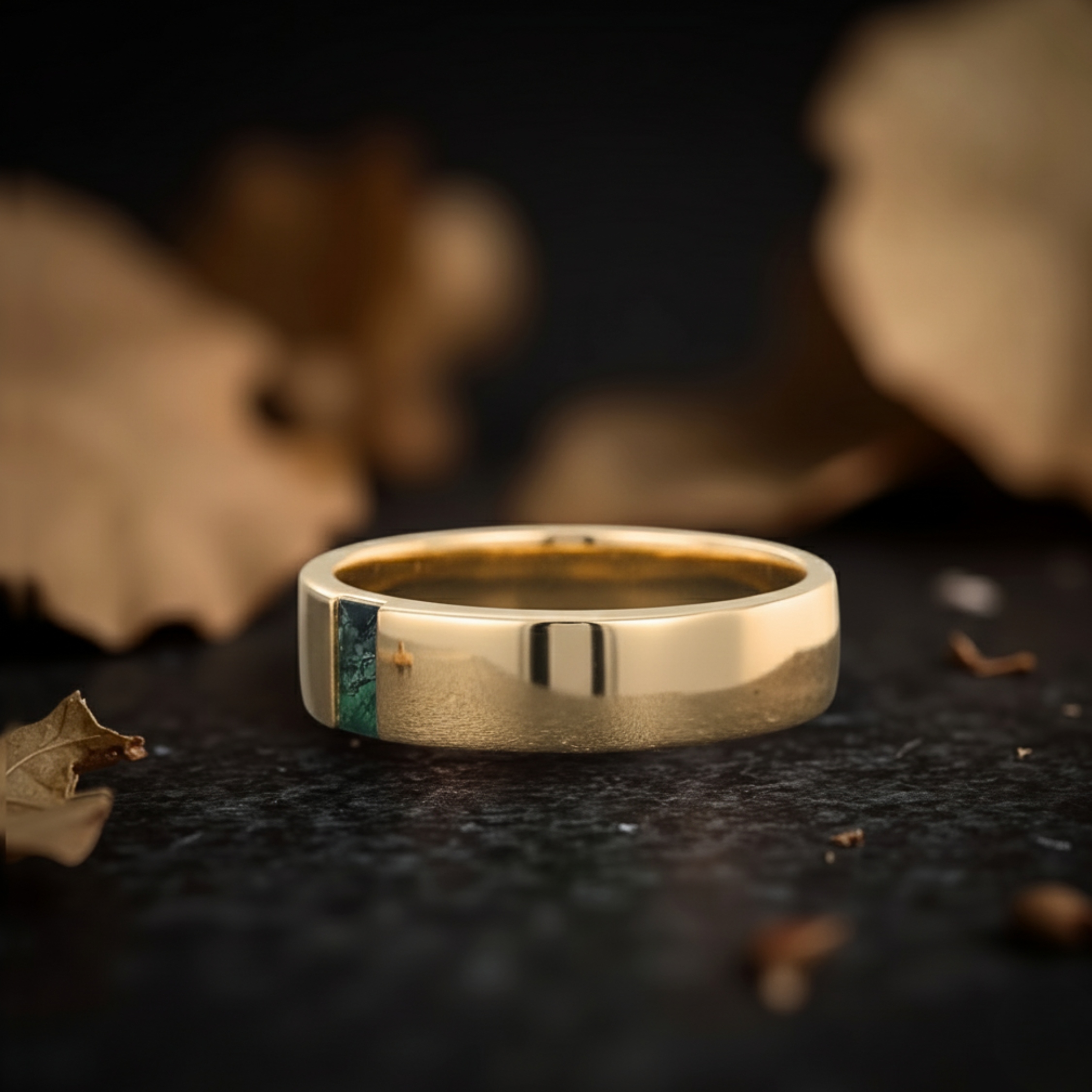 Unique Baguette Cut Moss Agate Wedding Band Eternity Art Deco Matching Gold Rings Men's ring Stackable Promise Personalized Gift For Her