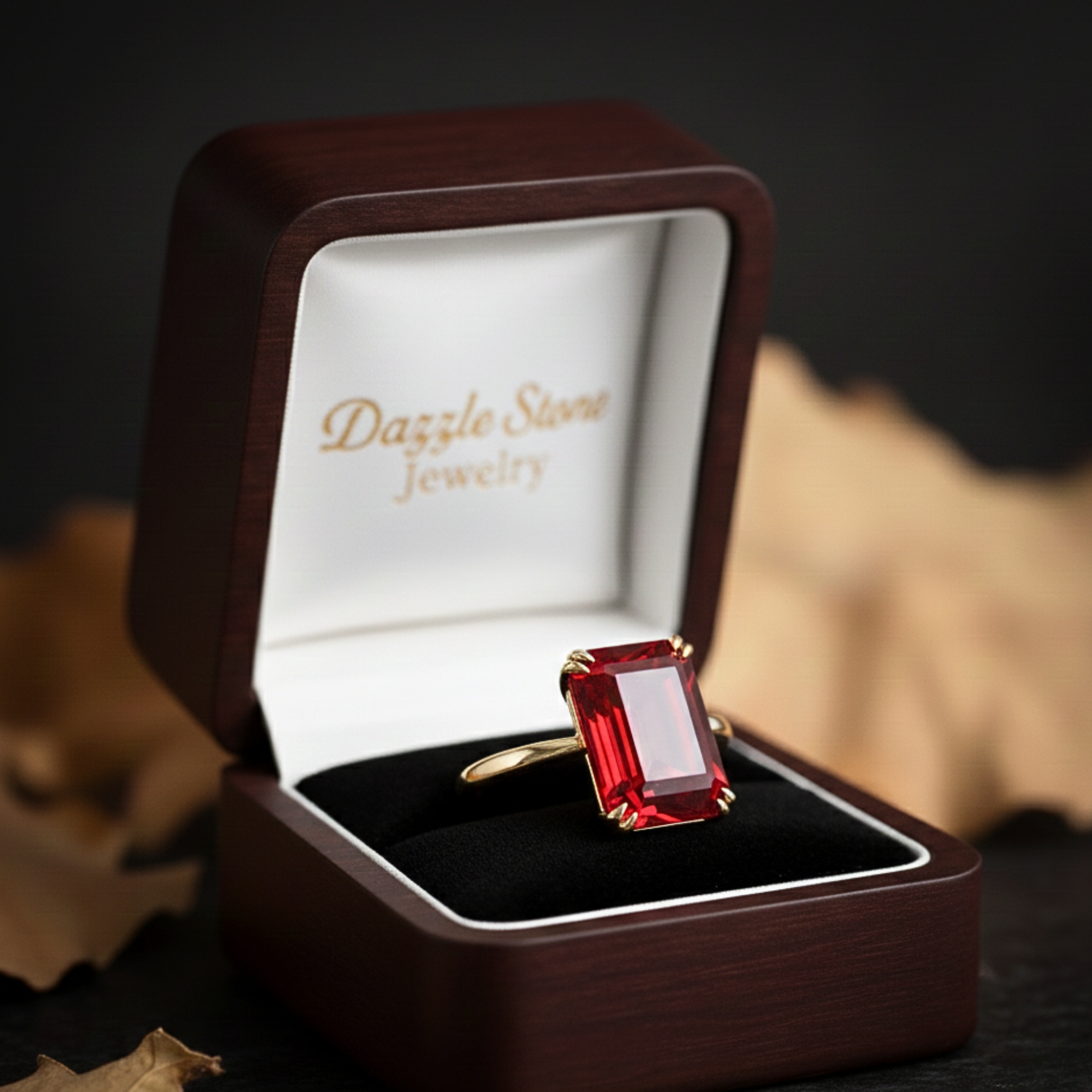 Vintage Emerald Cut Garnet Engagement Stacking Ring 14K Yellow Gold Wedding Ring Bridal Promise Handmade Jewelry Gift For Her Red Stone Ring