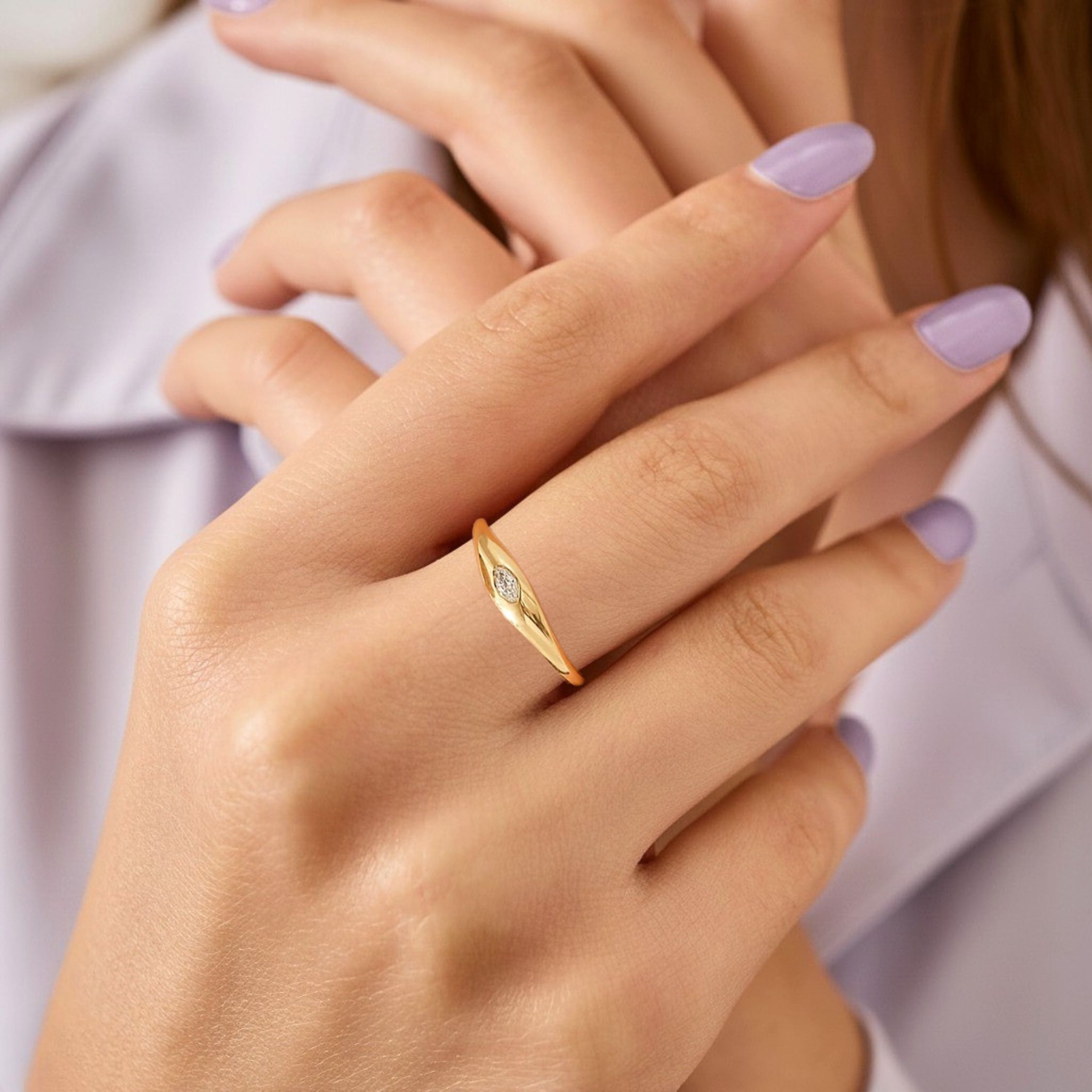 Marquise cut Moissanite Wedding band Unique Yellow Gold Diamond Engagement ring Matching band Stackable Promise Anniversary Gift For Women