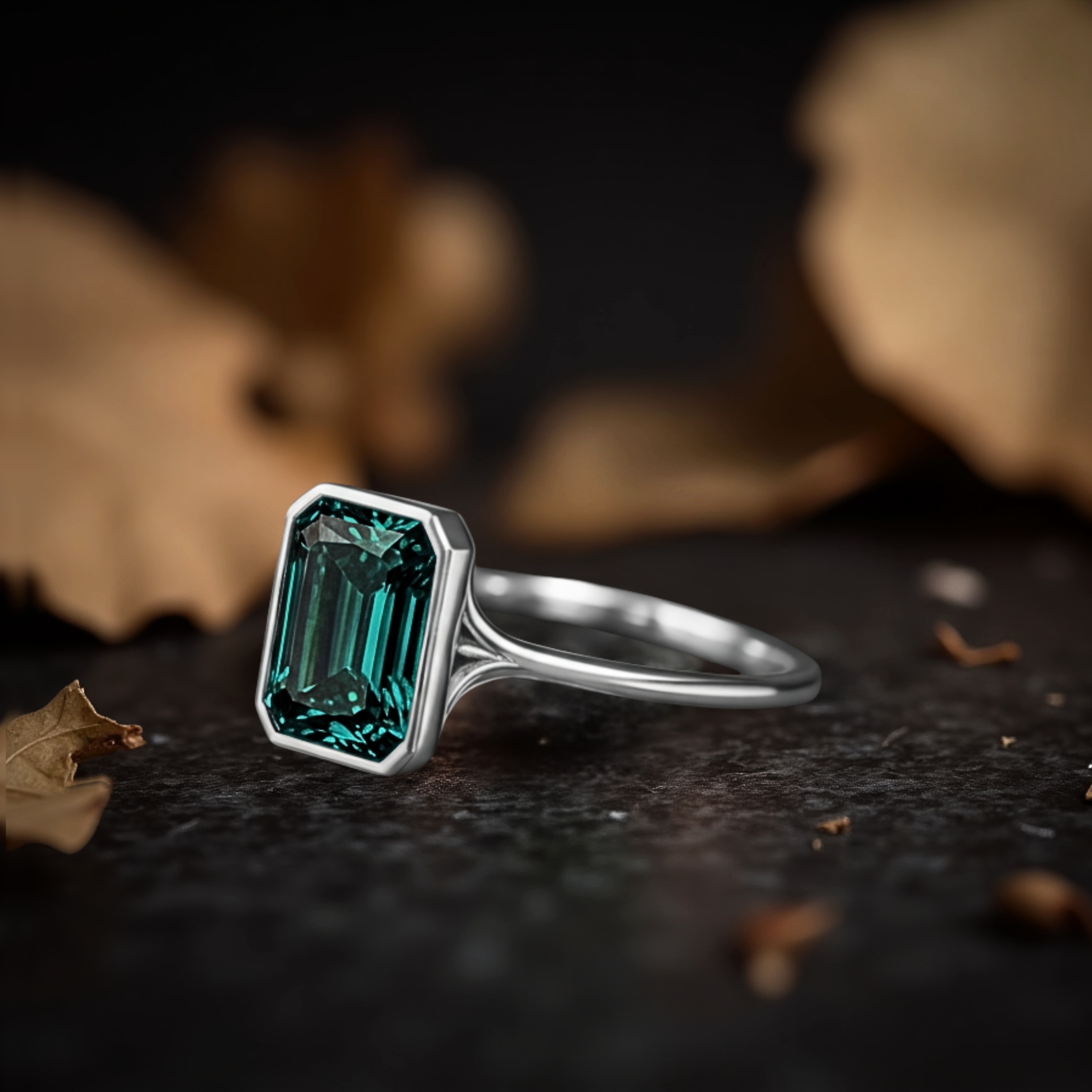 Emerald Cut Teal Sapphire Engagement Ring Art Deco Sterling Silver Promise Wedding Ring Handmade Ring Anniversary Gift Personalized Gifts