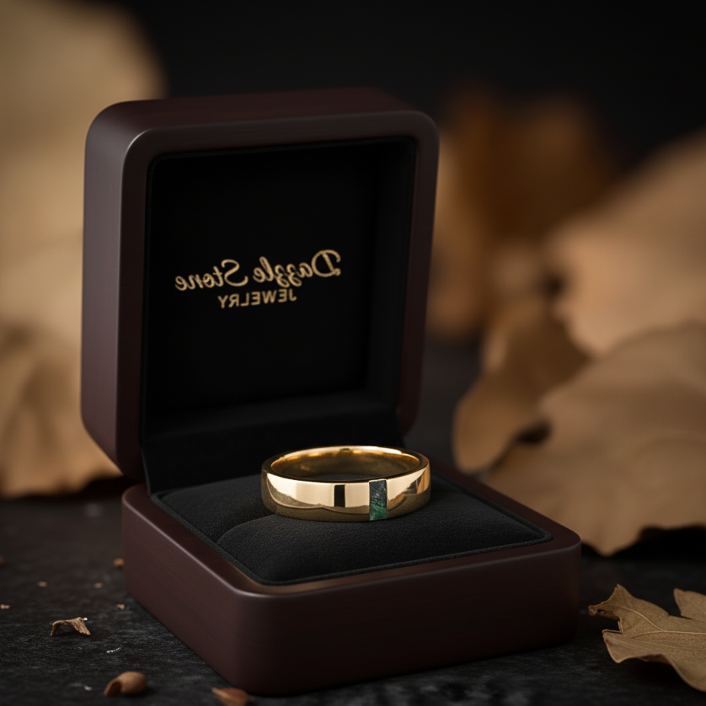 Unique Baguette Cut Moss Agate Wedding Band Eternity Art Deco Matching Gold Rings Men's ring Stackable Promise Personalized Gift For Her