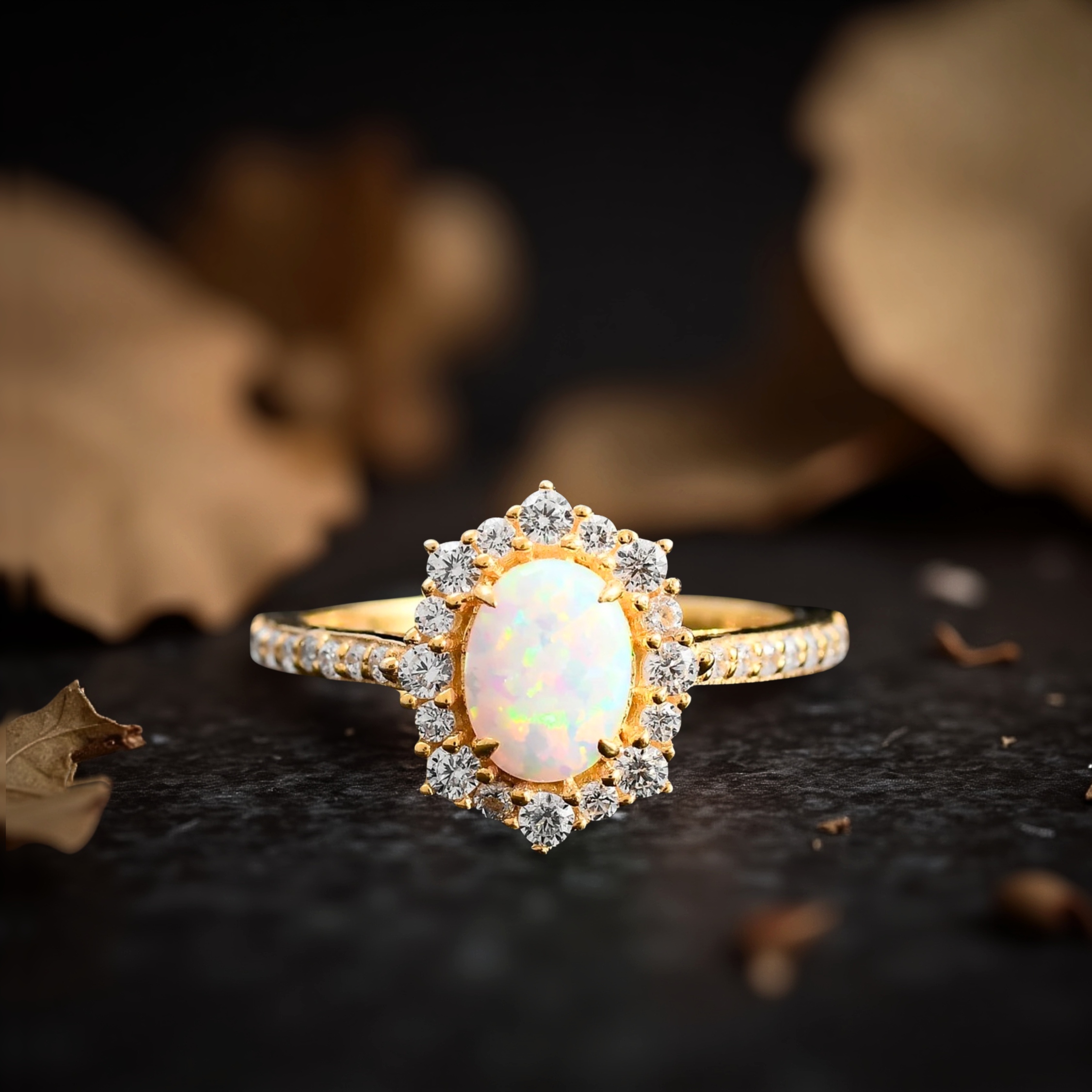 Vintage Opal Ring, Dainty Stacking Ring, Gold Plated  Minimalist Jewelry, Boho Hippie Style, October Birthstone Jewelry, Gift for her