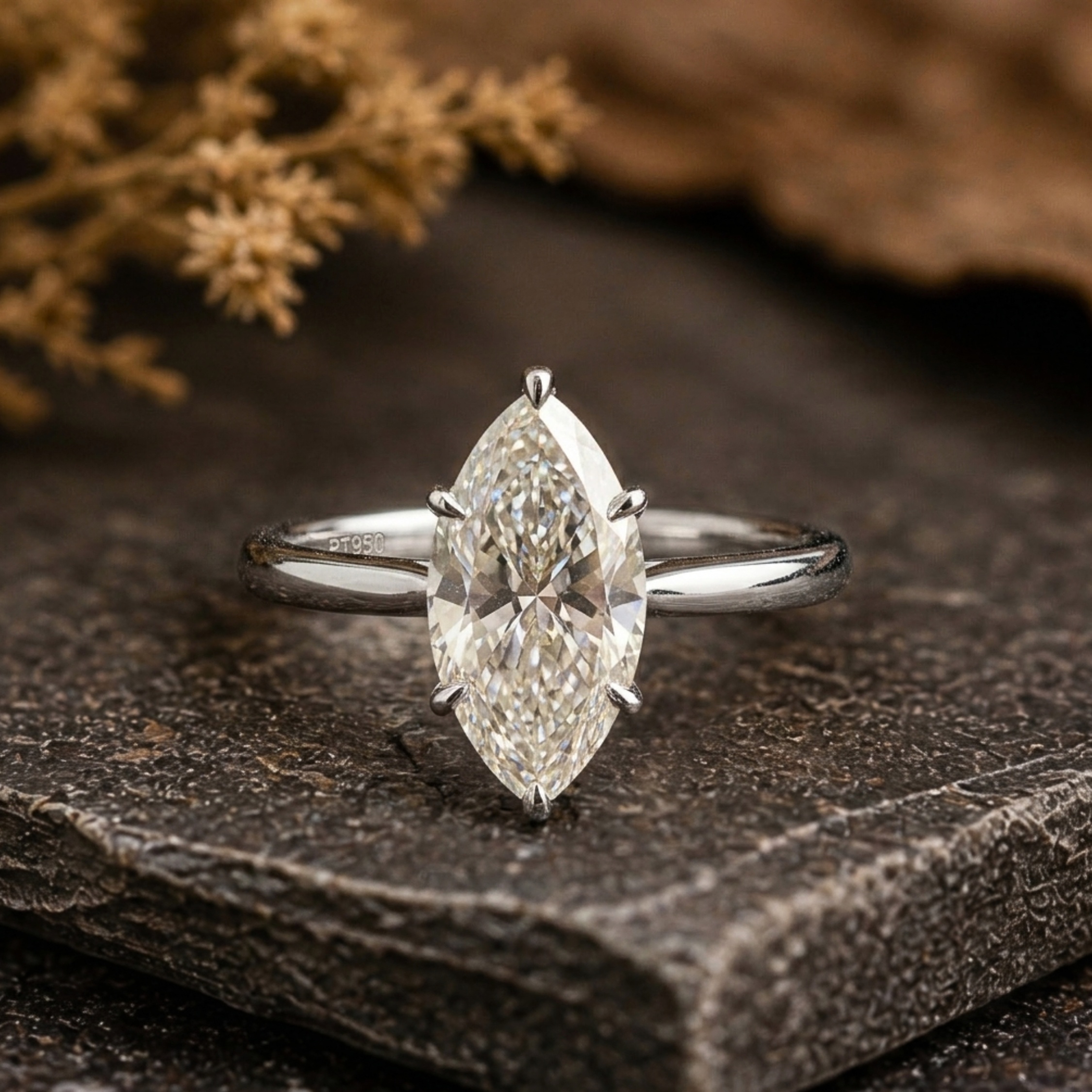 Marquise Cut Moissanite Engagement Ring | Minimalist Solitaire Wedding Ring | Dainty Delicate Proposal Ring | Bridal Promise Ring Gift