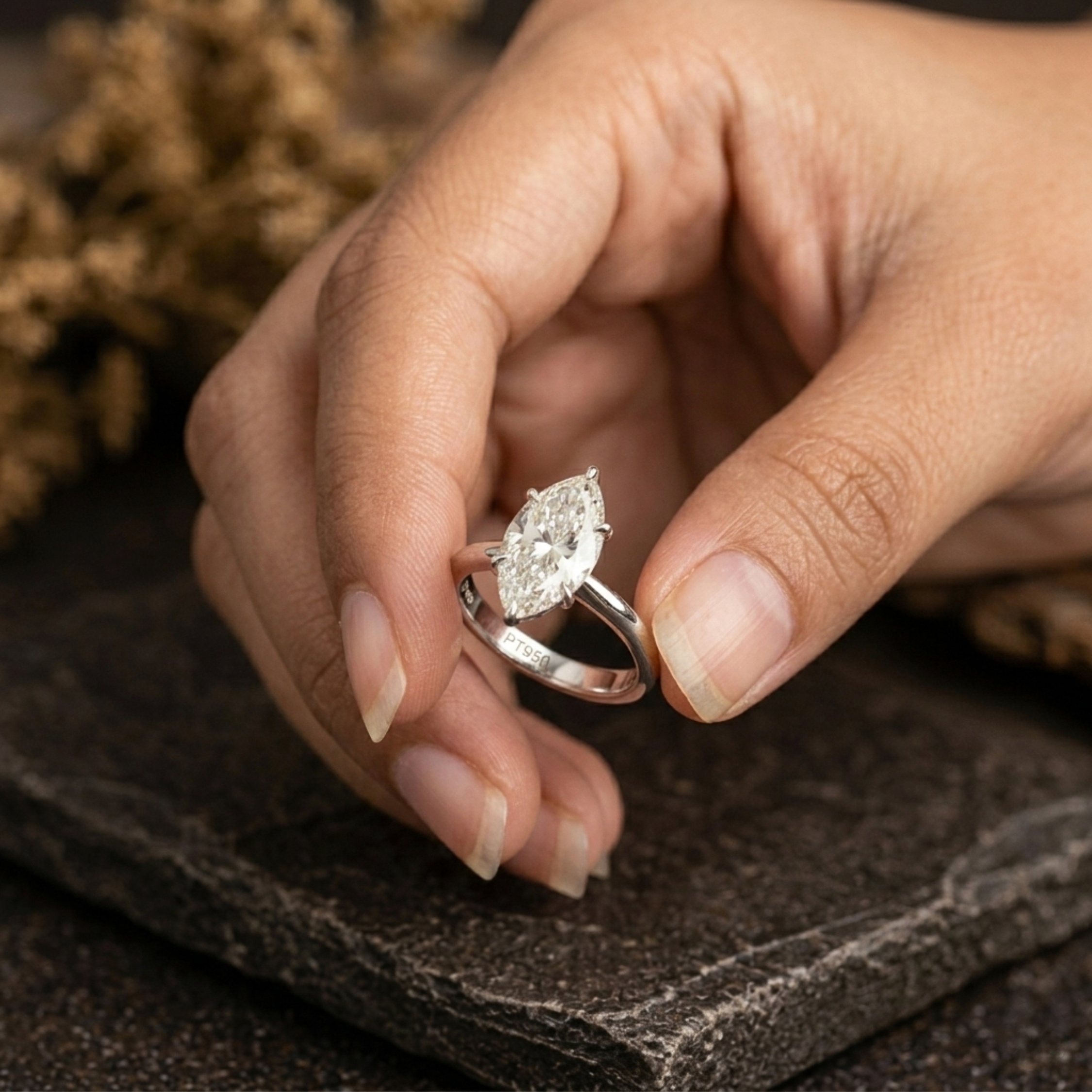 Marquise Cut Moissanite Engagement Ring | Minimalist Solitaire Wedding Ring | Dainty Delicate Proposal Ring | Bridal Promise Ring Gift
