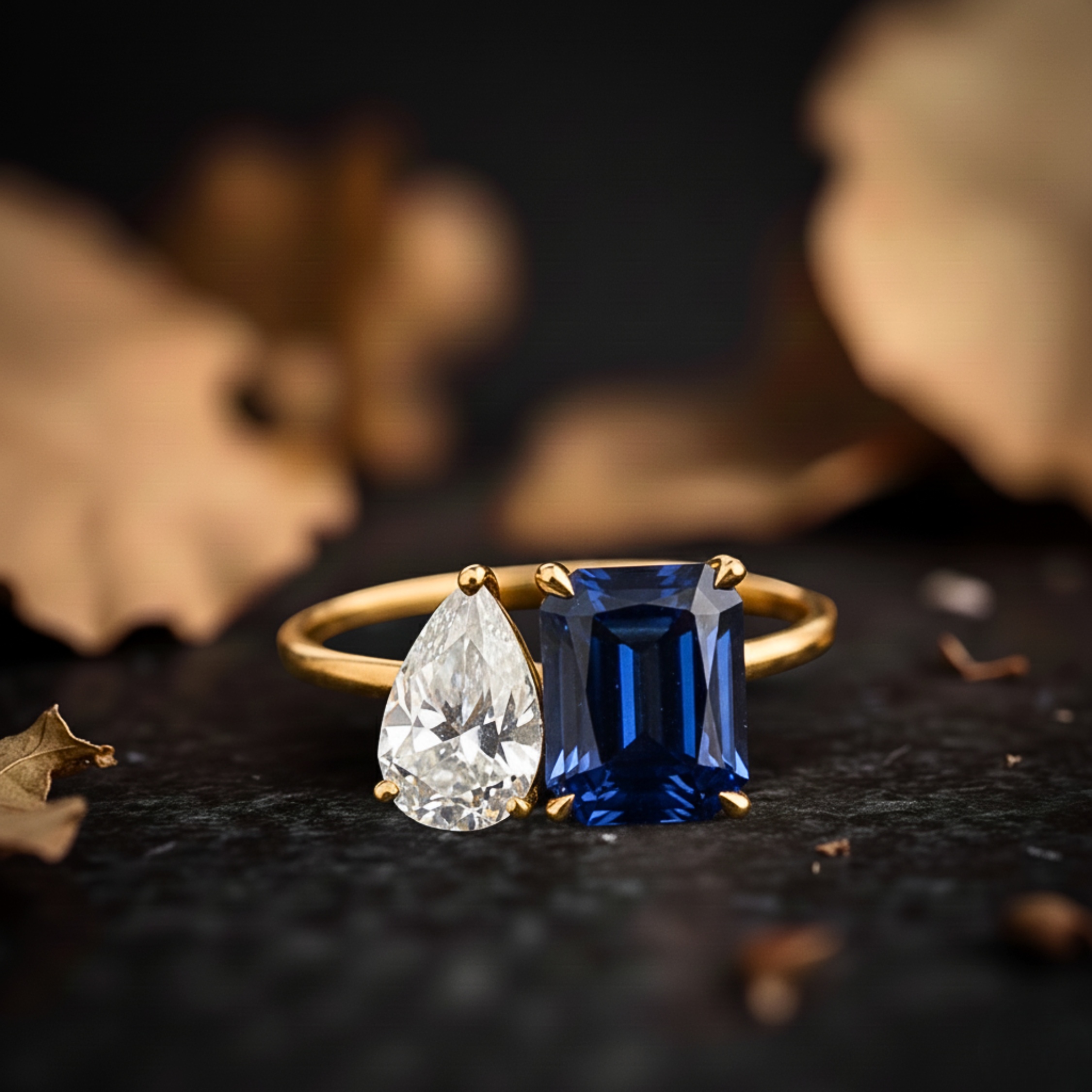 Toi et Moi Emerald Cut Sapphire Moissanite Ring, Promise Ring, Engagement Ring, Two Stone Ring, Wedding Ring, Anniversary Gift, Gift for Her