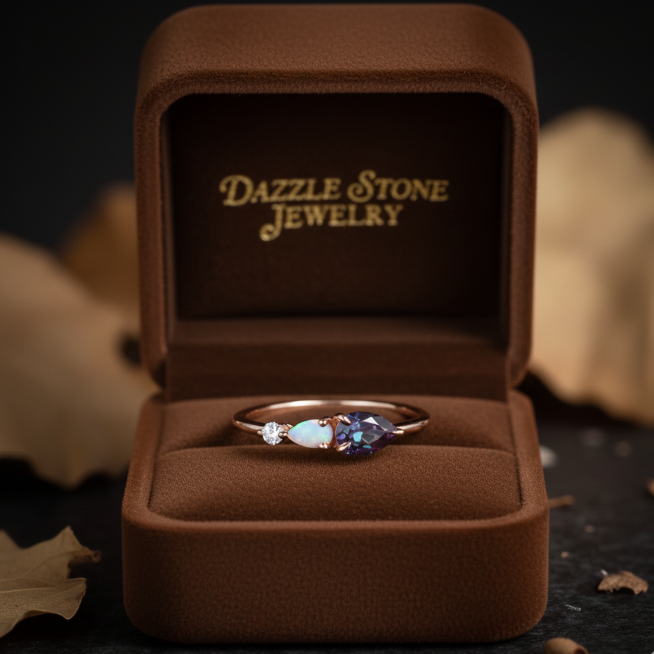 Vintage Alexandrite Opal Engagement Ring Pear Cut Alexandrite Moissanite Wedding Band 3 Stone Women Bridal Promise Ring Gift For Her