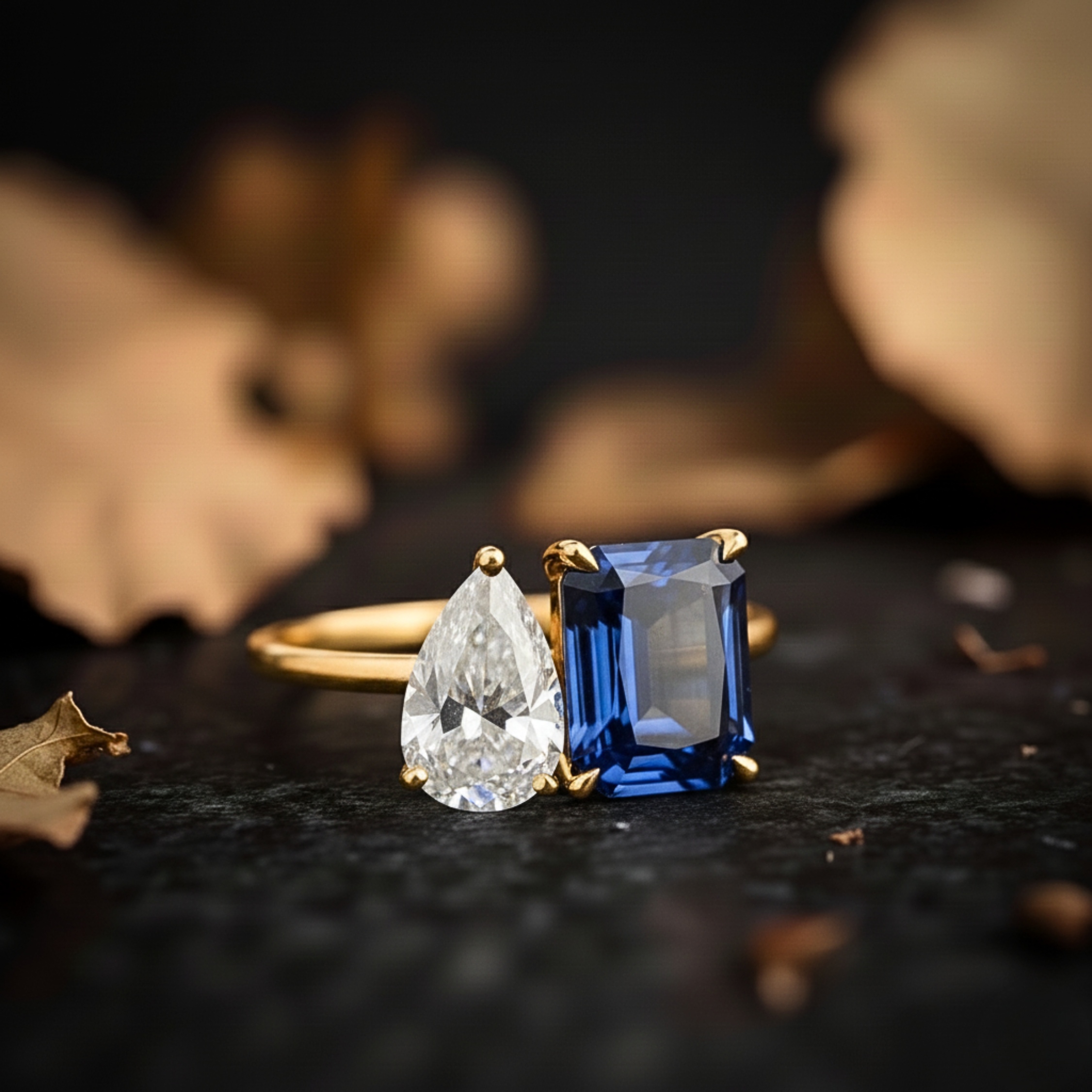Toi et Moi Emerald Cut Sapphire Moissanite Ring, Promise Ring, Engagement Ring, Two Stone Ring, Wedding Ring, Anniversary Gift, Gift for Her