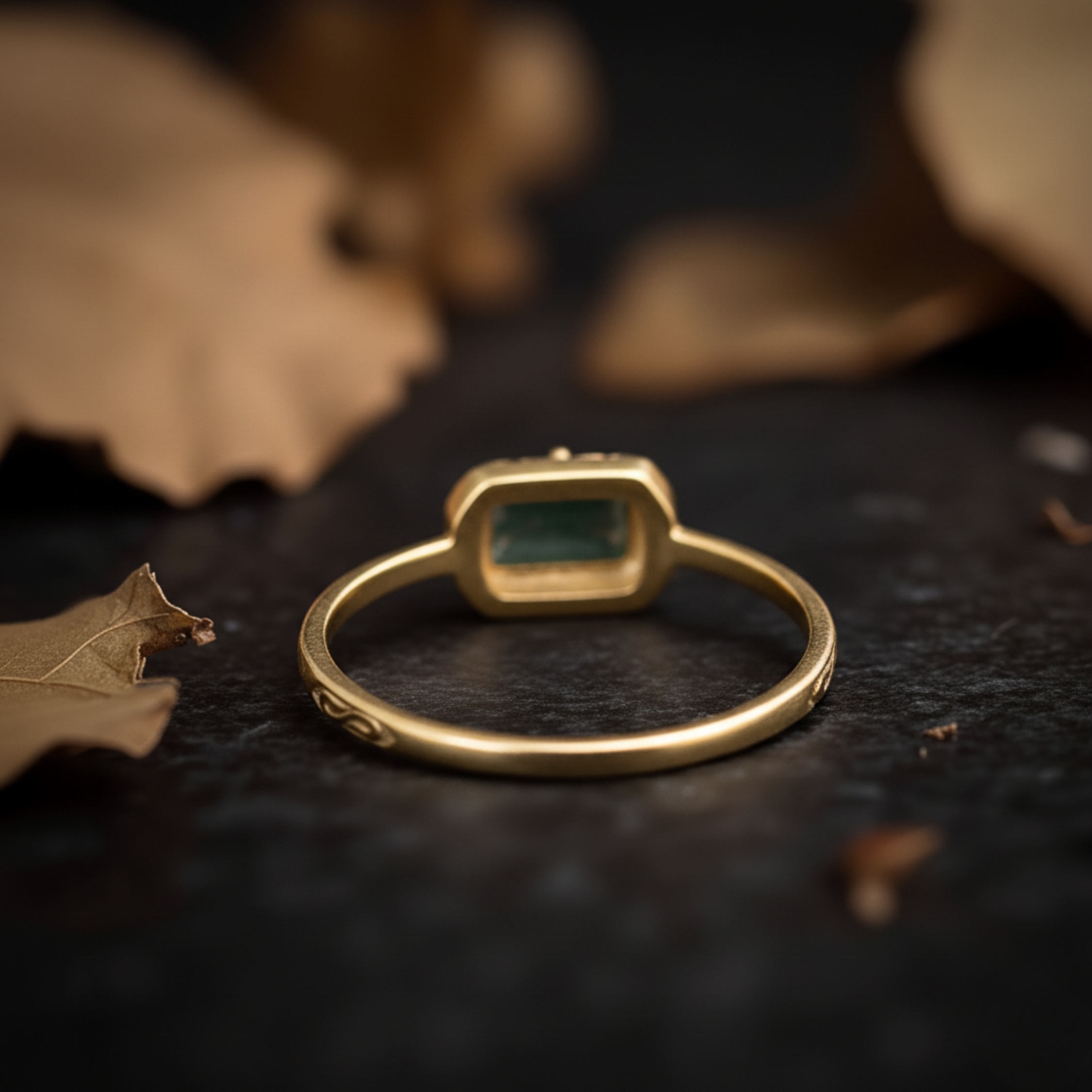 Baguette Moss Agate Wedding Ring, Baguette Cut Agate Vintage Ring, Promise Engagement Ring, Bridal Jewelry Anniversary Birthday Gift for Her