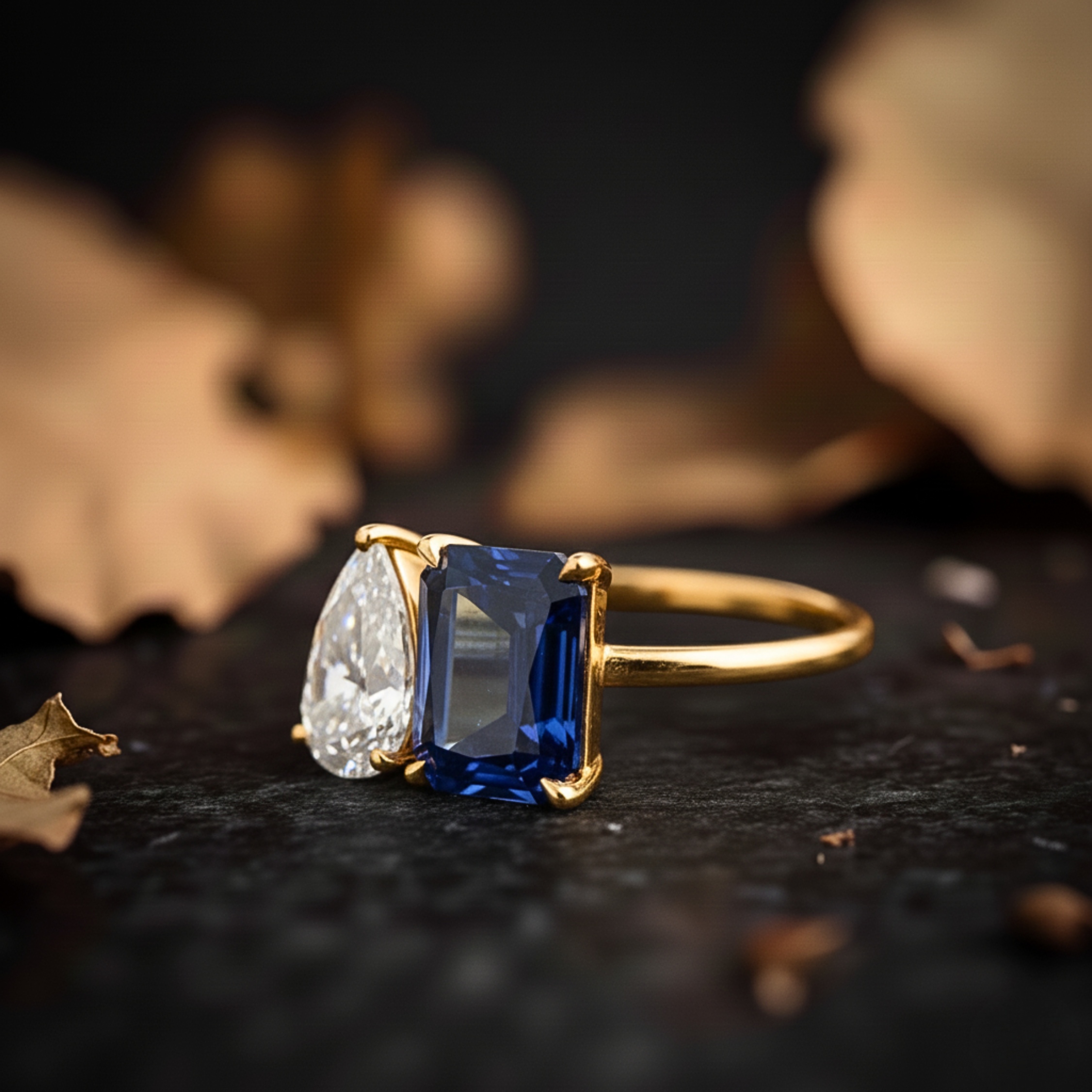 Toi et Moi Emerald Cut Sapphire Moissanite Ring, Promise Ring, Engagement Ring, Two Stone Ring, Wedding Ring, Anniversary Gift, Gift for Her