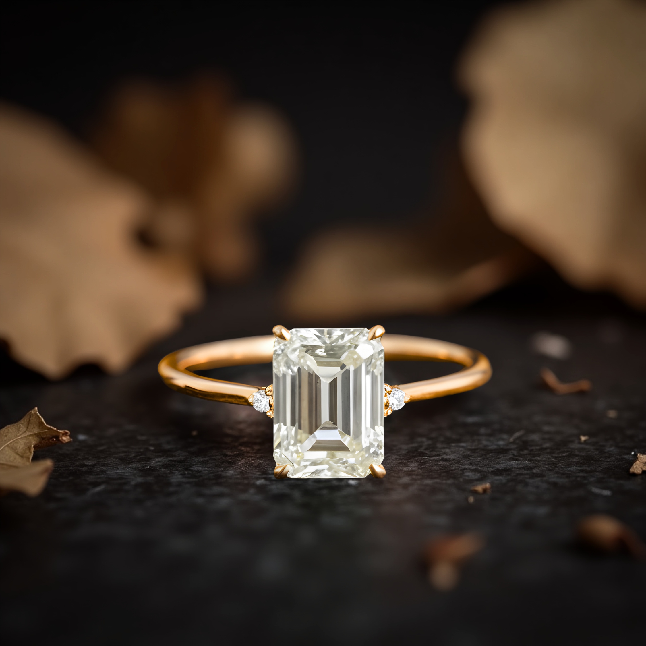 2 Carat Emerald Cut Moissanite Engagement Ring, Solitaire Wedding Ring, Matching Bridal Jewelry, Anniversary Gift For Women, Birthday Gift