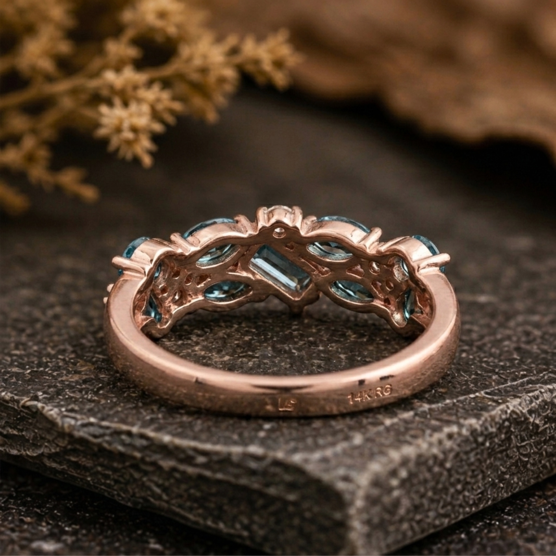 Marquise Cut Teal Sapphire Eternity Wedding Band 14k Gold Baguette Cut Moissanite Cluster Matching Engagement Ring, Anniversary Promise Gift