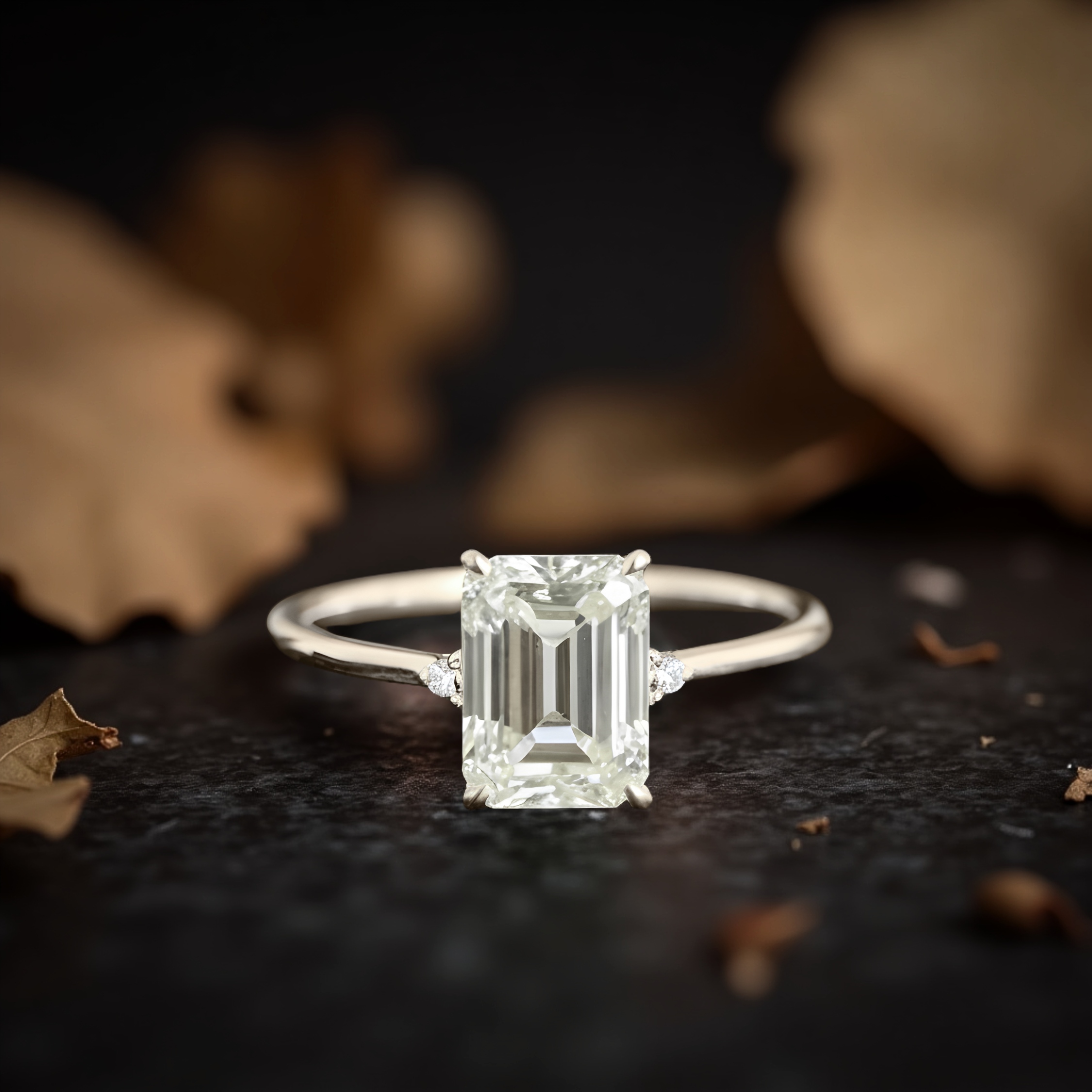 2 Carat Emerald Cut Moissanite Engagement Ring, Solitaire Wedding Ring, Matching Bridal Jewelry, Anniversary Gift For Women, Birthday Gift