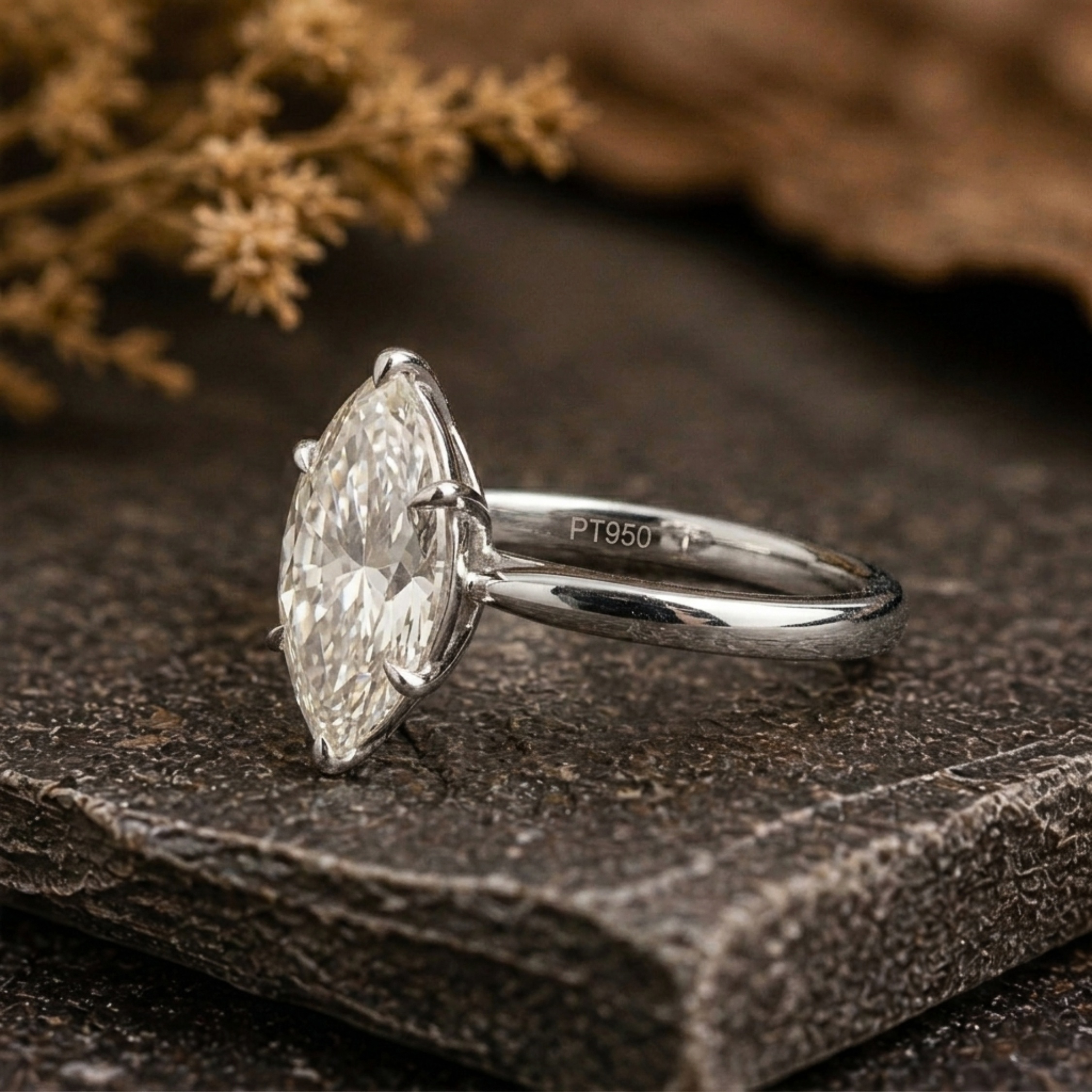 Marquise Cut Moissanite Engagement Ring | Minimalist Solitaire Wedding Ring | Dainty Delicate Proposal Ring | Bridal Promise Ring Gift