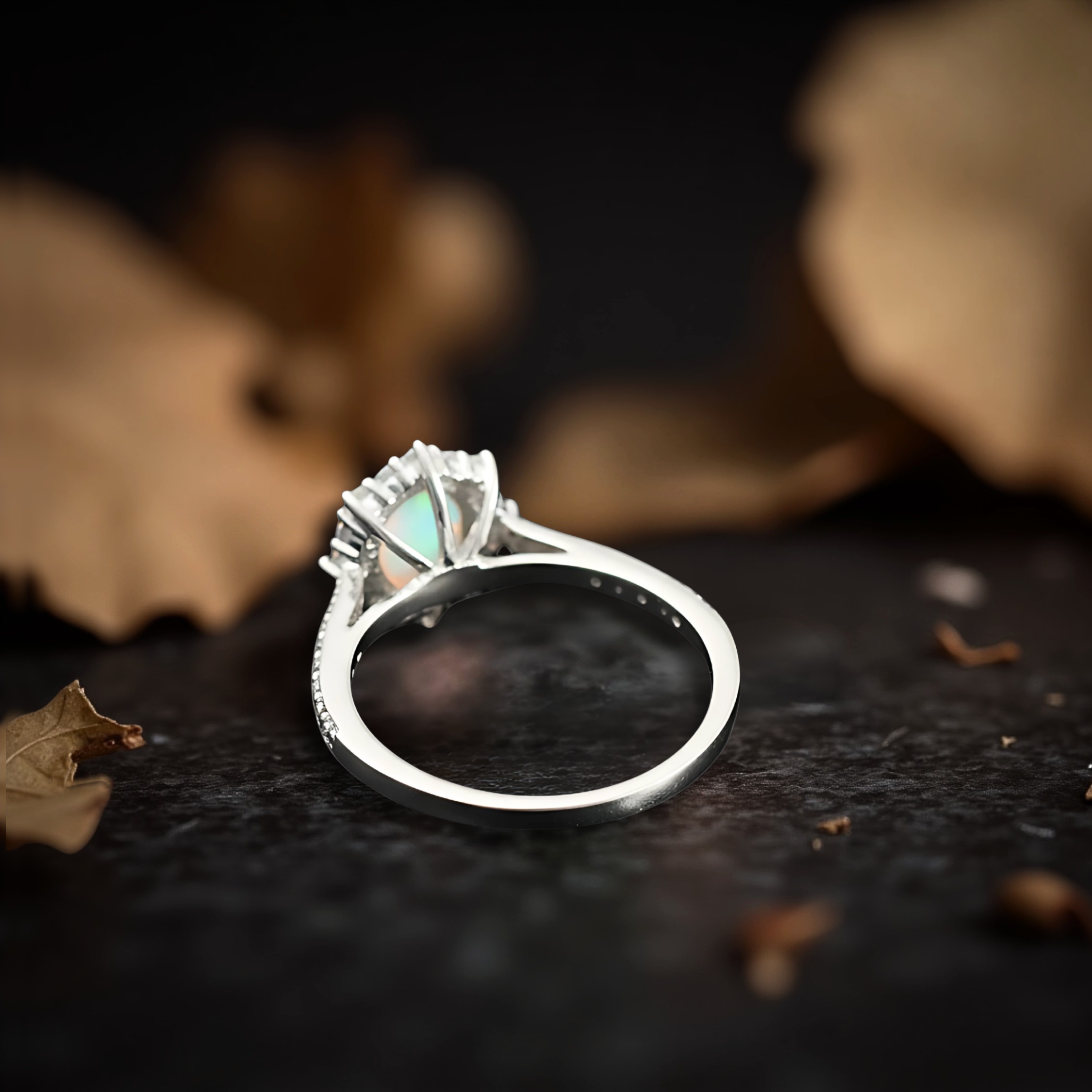 Vintage Opal Ring, Dainty Stacking Ring, Gold Plated  Minimalist Jewelry, Boho Hippie Style, October Birthstone Jewelry, Gift for her