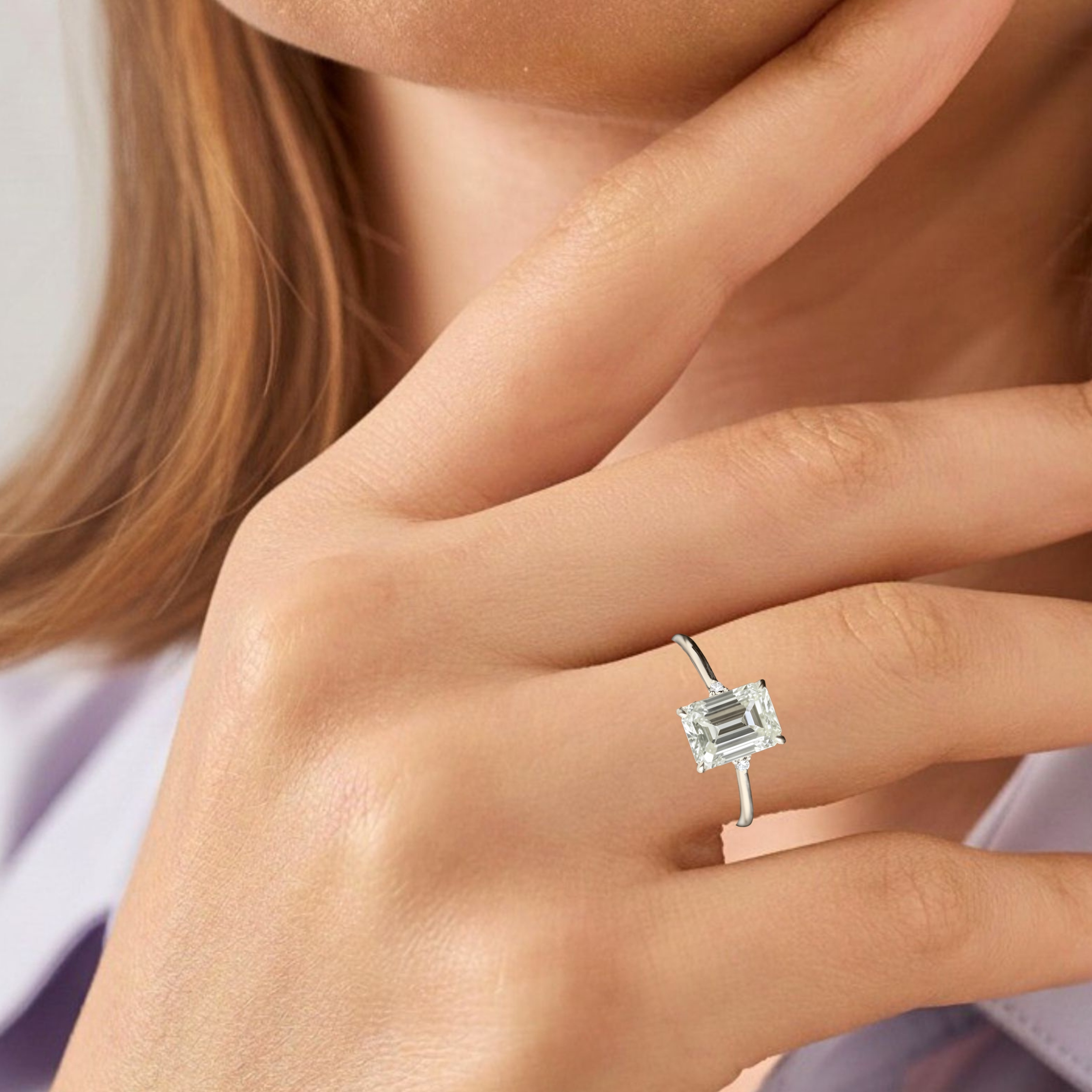2 Carat Emerald Cut Moissanite Engagement Ring, Solitaire Wedding Ring, Matching Bridal Jewelry, Anniversary Gift For Women, Birthday Gift