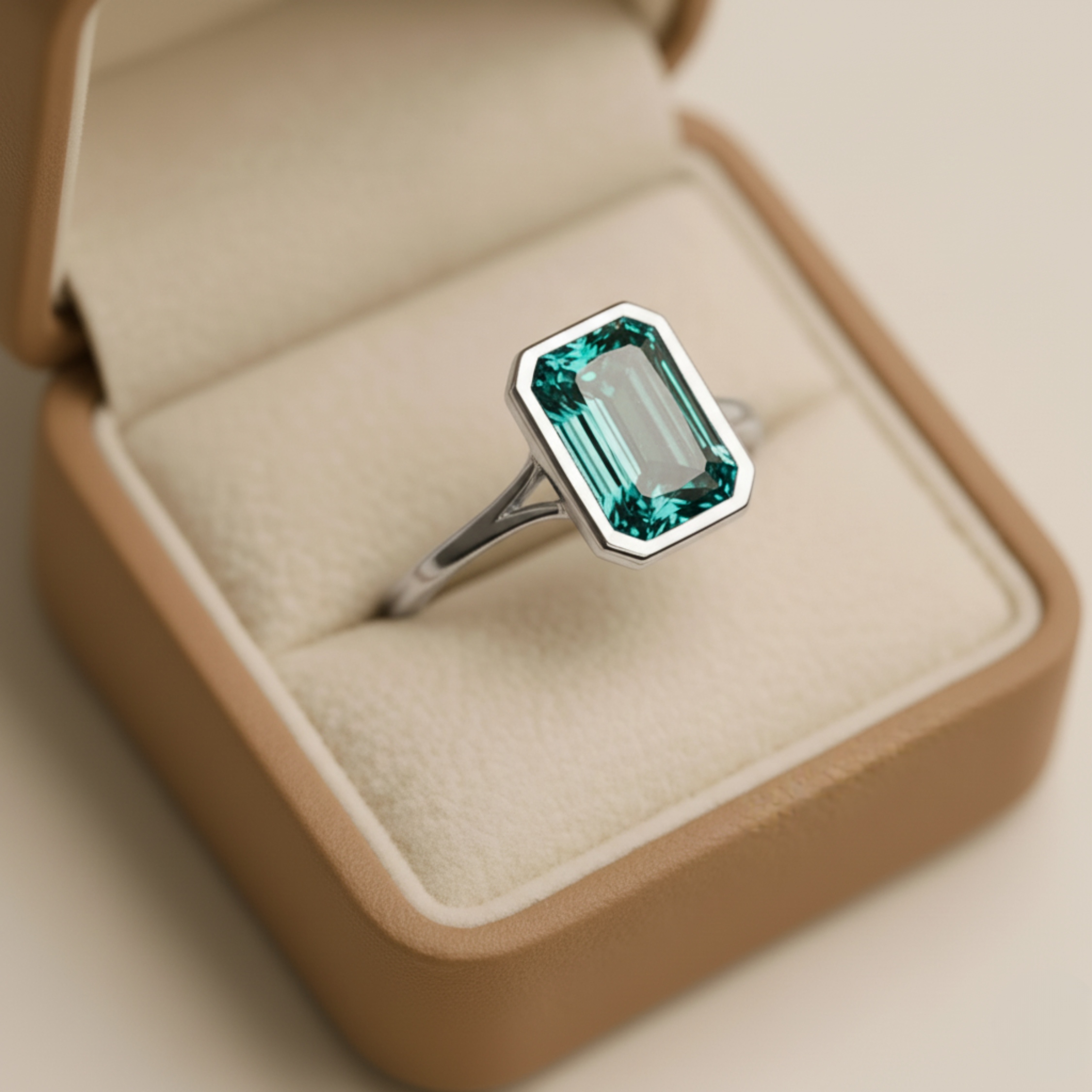 Emerald Cut Teal Sapphire Engagement Ring Art Deco Sterling Silver Promise Wedding Ring Handmade Ring Anniversary Gift Personalized Gifts