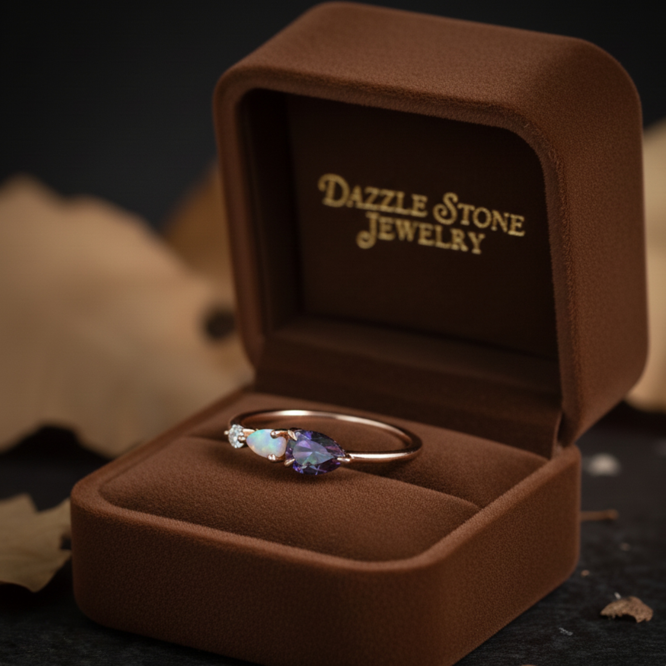 Vintage Alexandrite Opal Engagement Ring Pear Cut Alexandrite Moissanite Wedding Band 3 Stone Women Bridal Promise Ring Gift For Her