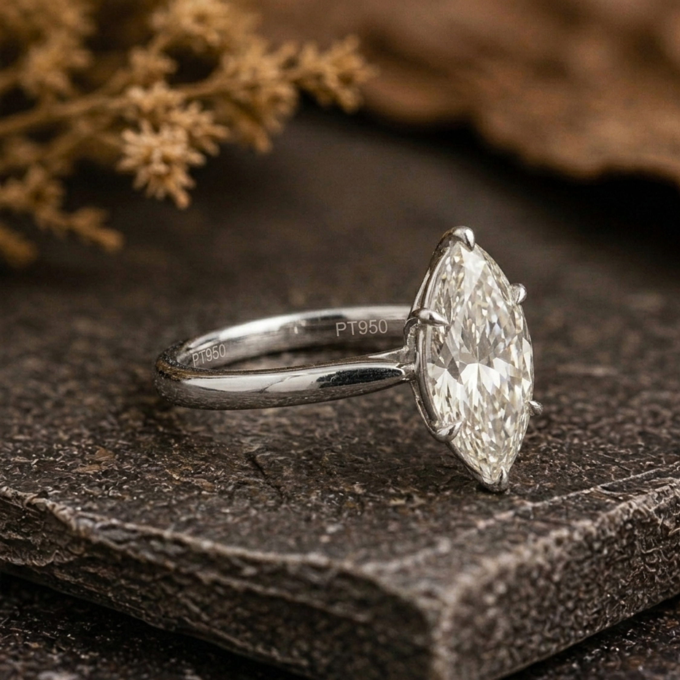 Marquise Cut Moissanite Engagement Ring | Minimalist Solitaire Wedding Ring | Dainty Delicate Proposal Ring | Bridal Promise Ring Gift
