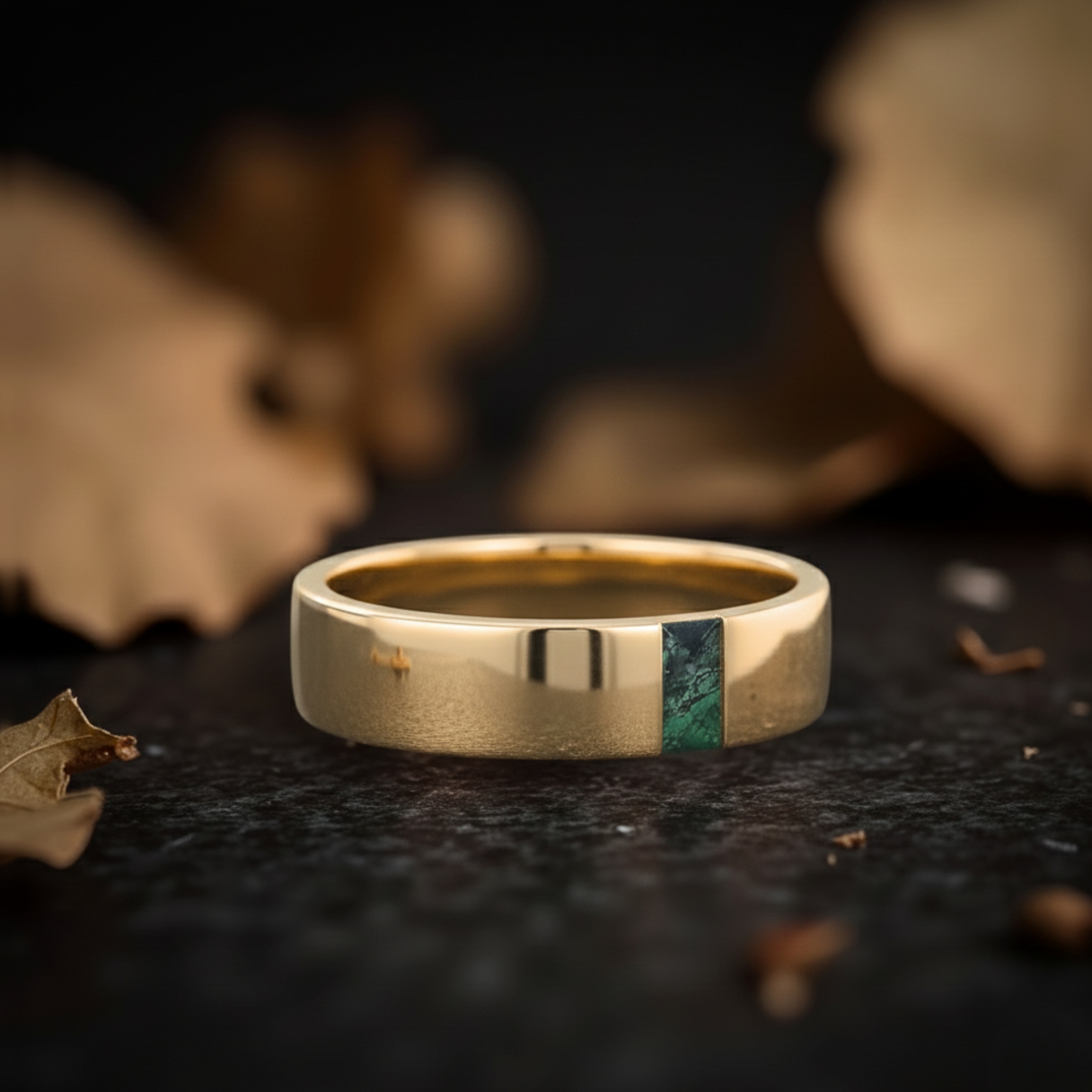 Unique Baguette Cut Moss Agate Wedding Band Eternity Art Deco Matching Gold Rings Men's ring Stackable Promise Personalized Gift For Her