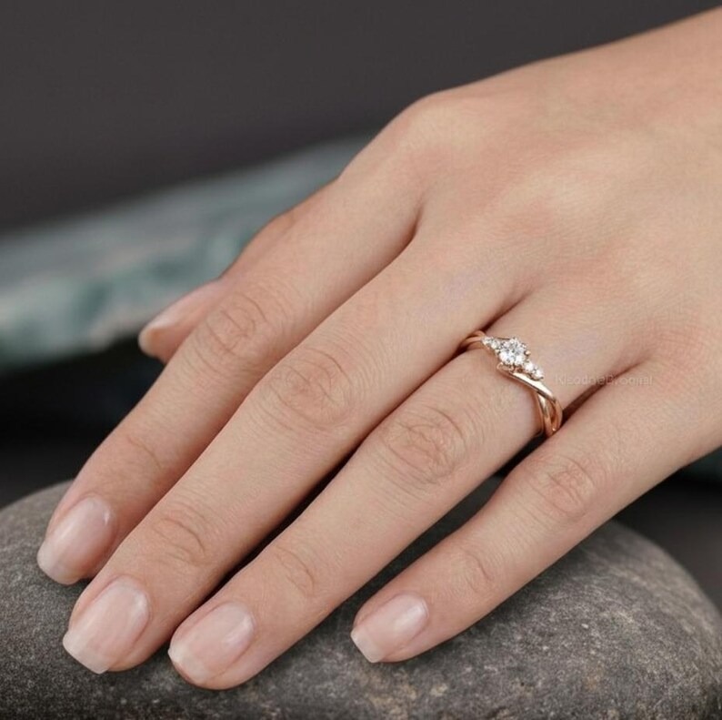 Women Moissanite Diamond Promise Ring, Unique Dainty Diamond Engagement Ring, Diamond Bridal Wedding Ring, Diamond Anniversary Ring Gift