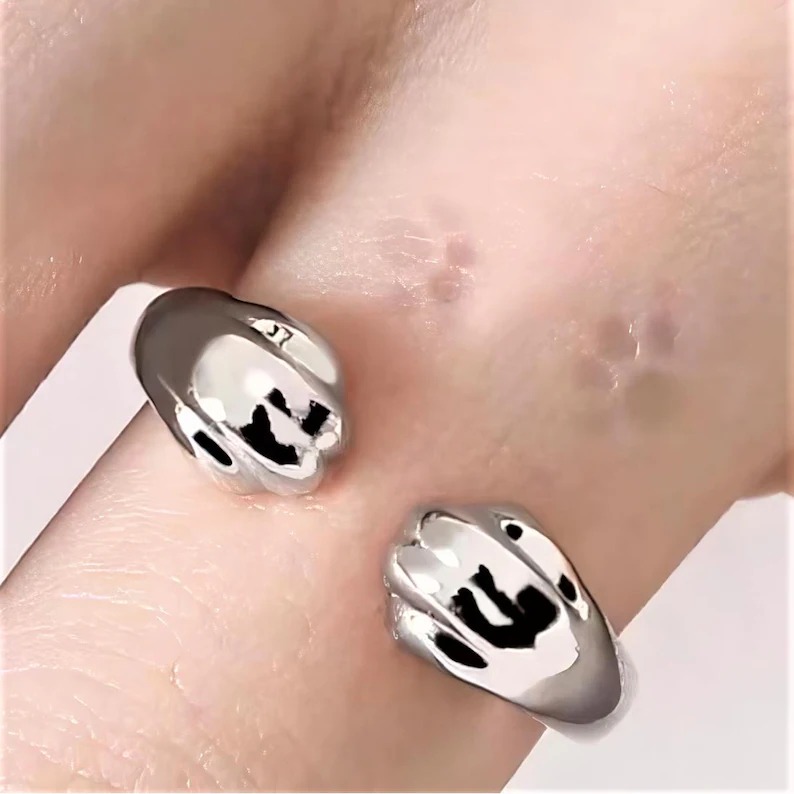 Cat Paw Ring - Open Paw Ring - Cat Ring - Pet Ring - Adjustable Ring - Animal Ring - Paw Hug Ring - Gift For Cat Lover - Animal Jewelery