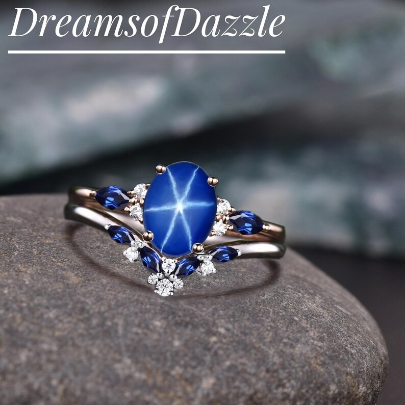 Twig Star Sapphire Engagement Ring, Cornflower Star Sapphire Ring, Natural Inspired Star Sapphire Leaf Ring, September Birthstone Leaf Ring