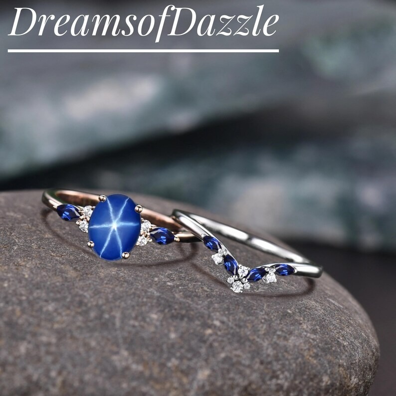 Twig Star Sapphire Engagement Ring, Cornflower Star Sapphire Ring, Natural Inspired Star Sapphire Leaf Ring, September Birthstone Leaf Ring