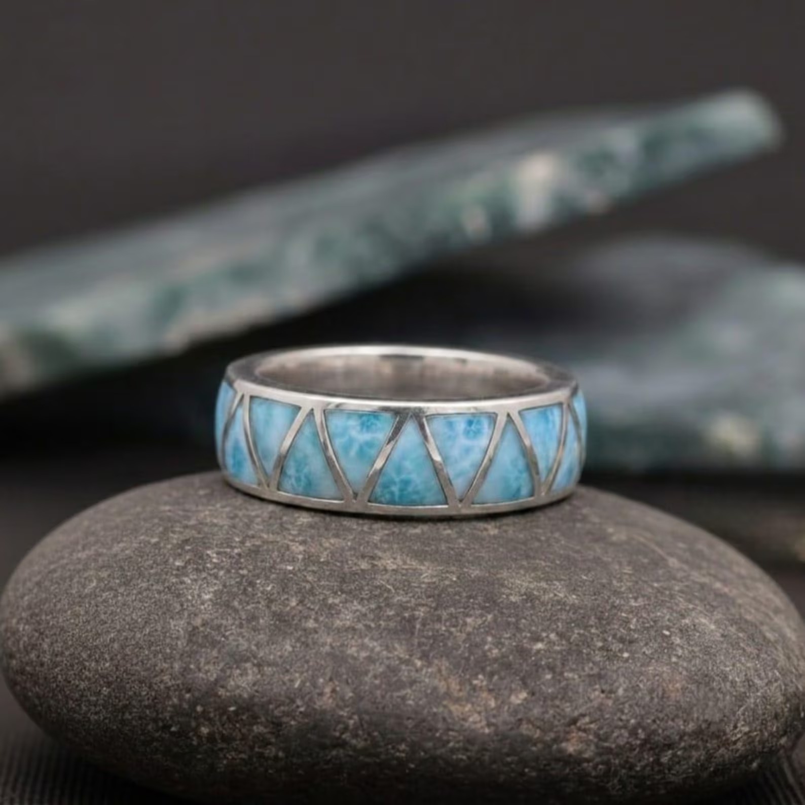 Enamel Engagement Ring, Trilliant Cut Blue Enamel Wedding Band, Ocean Inspired Jewelry, Dainty Gift for Women, 925 Sterling Silver Band
