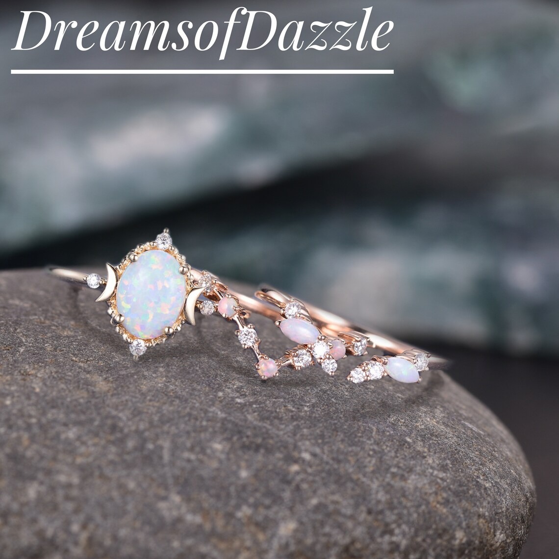 Oval Opal Ring, Vintage Opal Engagement Ring, White Opal Silver Jewelry, Gold Opal Ring, Women's Opal Ring, October Birthstone