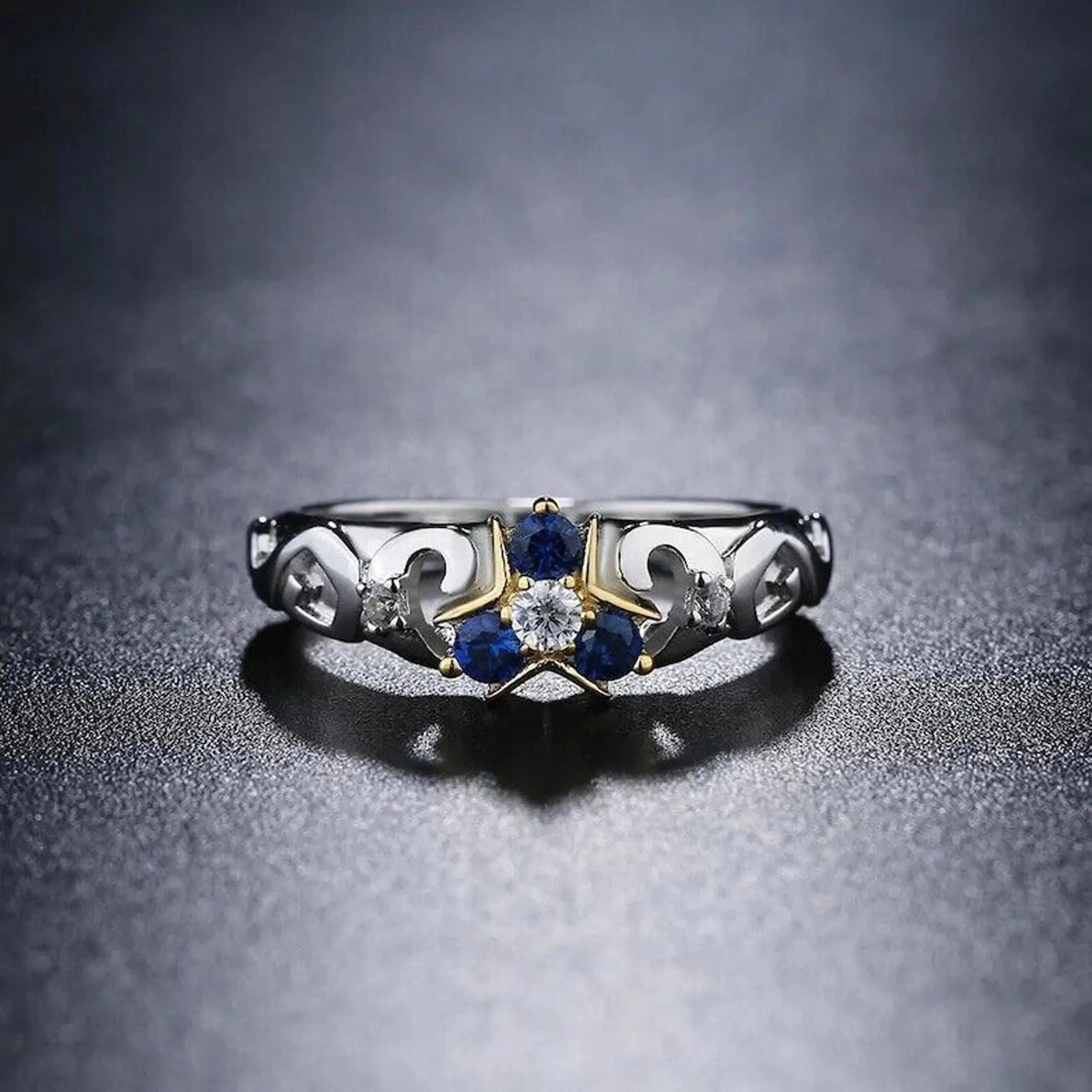 Triforce Zora's Sapphire Spiritual Stone Diamond Ring, 14K Gold Legend of Zelda Inspired Ring, Video Game Engagement Ring, 925 Sterling Ring