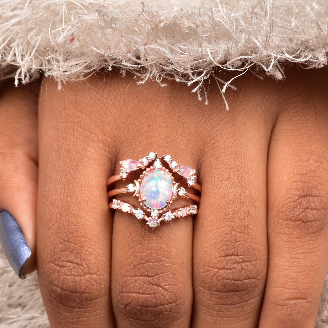 Oval Opal Ring, Vintage Opal Engagement Ring, White Opal Silver Jewelry, Gold Opal Ring, Women's Opal Ring, October Birthstone