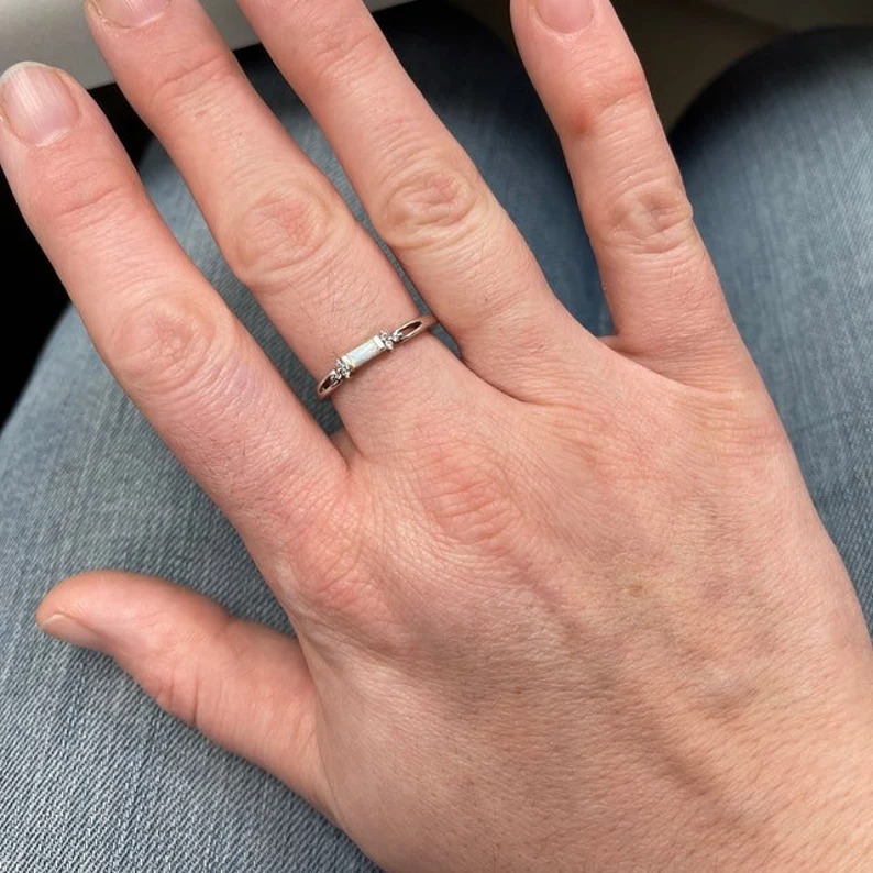 Vintage Wedding Ring, Silver Ring For Women, Opal Engagement Ring, Dainty Ring, Women's Promise Ring, 10k Solid Gold Ring, Wedding Band