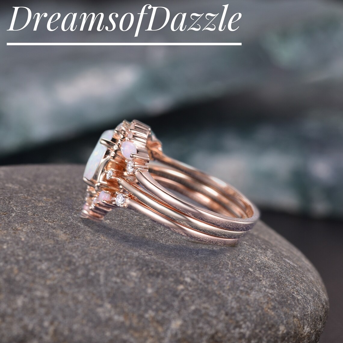 Oval Opal Ring, Vintage Opal Engagement Ring, White Opal Silver Jewelry, Gold Opal Ring, Women's Opal Ring, October Birthstone