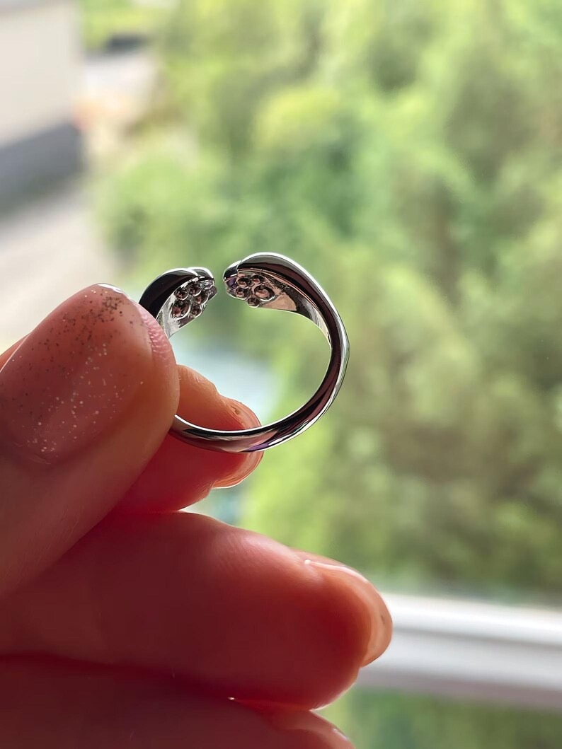 Cat Paw Ring - Open Paw Ring - Cat Ring - Pet Ring - Adjustable Ring - Animal Ring - Paw Hug Ring - Gift For Cat Lover - Animal Jewelery