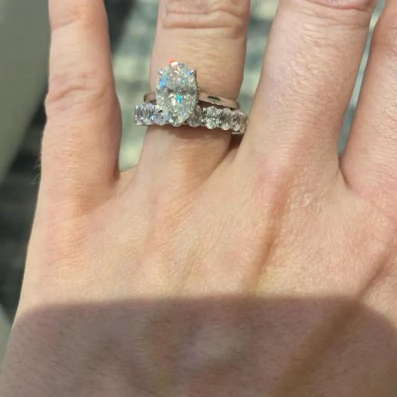 14kt Gold 2.5CT Moissanite Oval Ring: Hidden Halo Anniversary Ring, 14K Solid Gold Ring, Promise Ring, Anniversary Oval Solitaire Ring Gifts