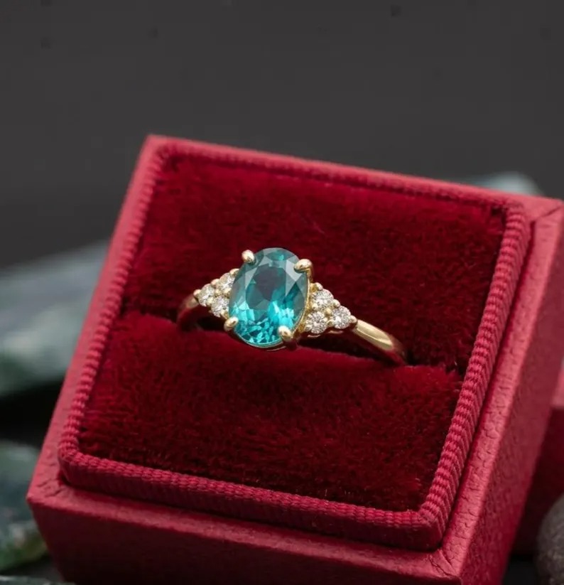 Oval Cut Aquamarine Ring, Minimalist Aquamarine Engagement Ring, Blue Gemstone Promise Ring, 14k Solid Gold Ring, Birthday Gift For Women