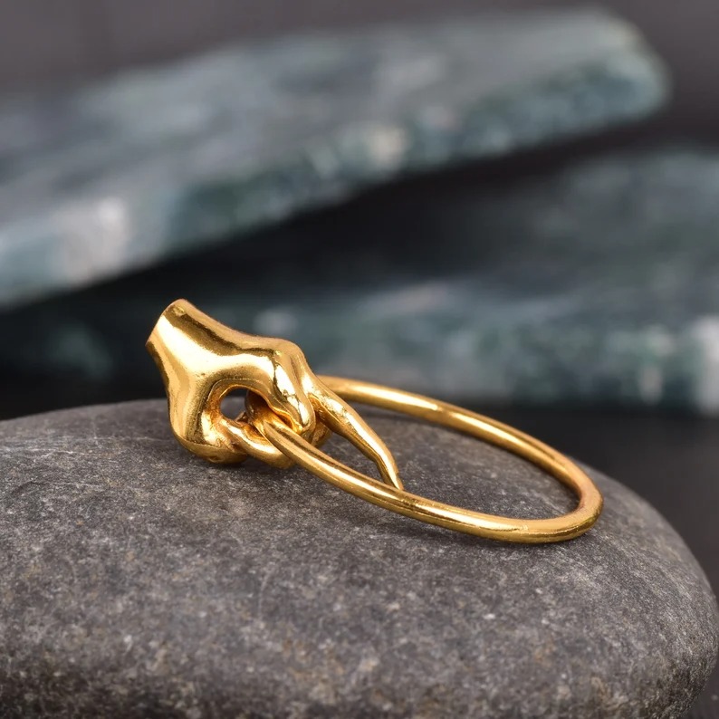 14K Gold Middle Finger Ring: Sterling Silver Statement Jewelry