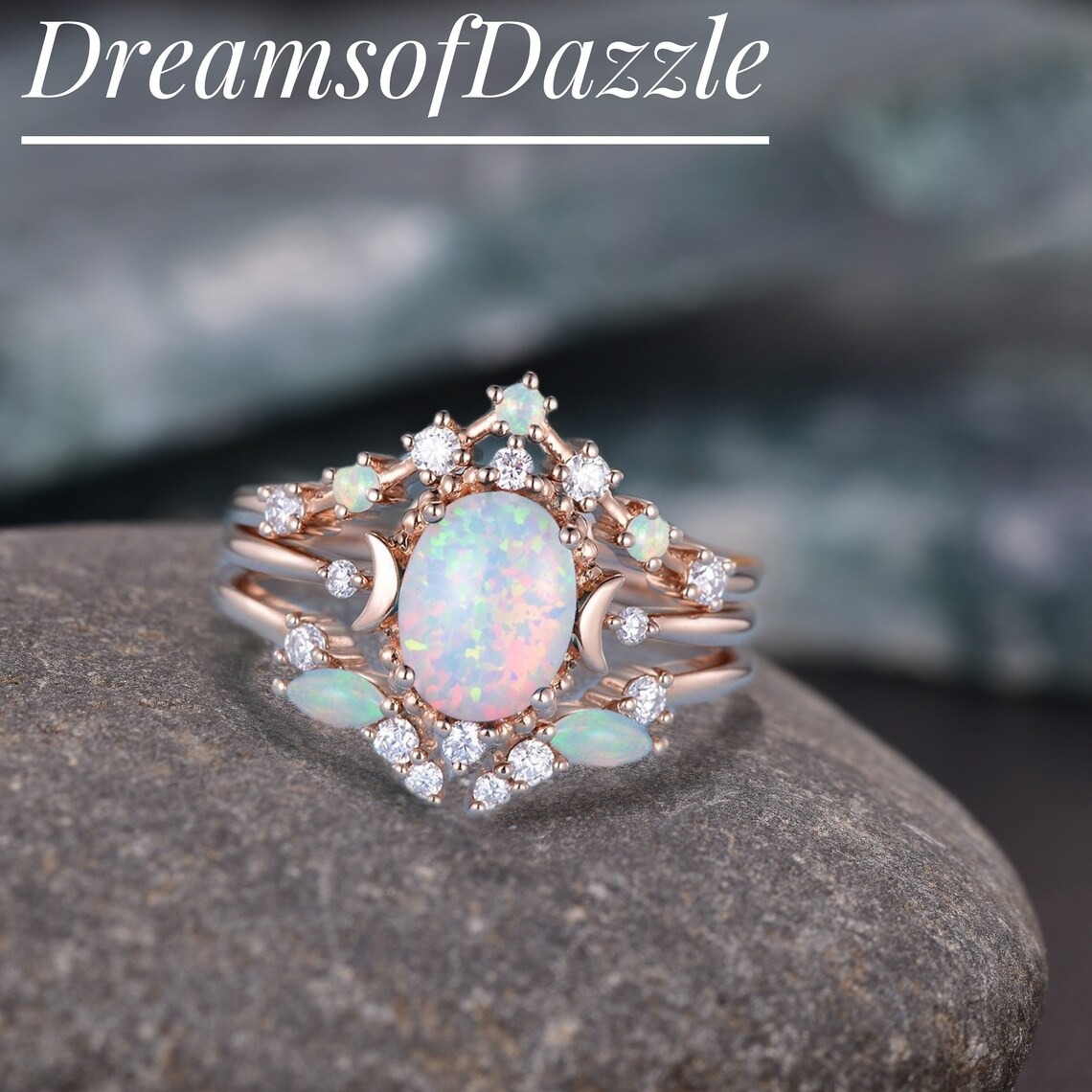 Oval Opal Ring, Vintage Opal Engagement Ring, White Opal Silver Jewelry, Gold Opal Ring, Women's Opal Ring, October Birthstone