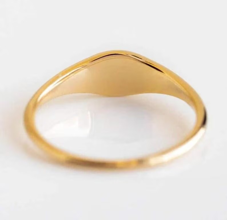 14k Solid Gold Tiny Signet Ring, Delicate Personalized Pinky Ring For Women-Vintage Engravable Gold Name Ring, Handmade Jewelry, Bridal Gift